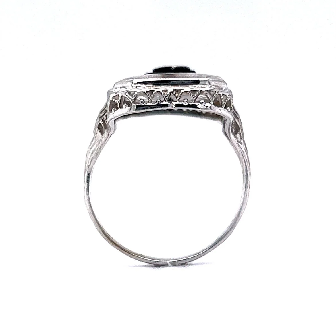 Antique Art Deco Camphor Glass Ring in 14k White Gold - Image 4
