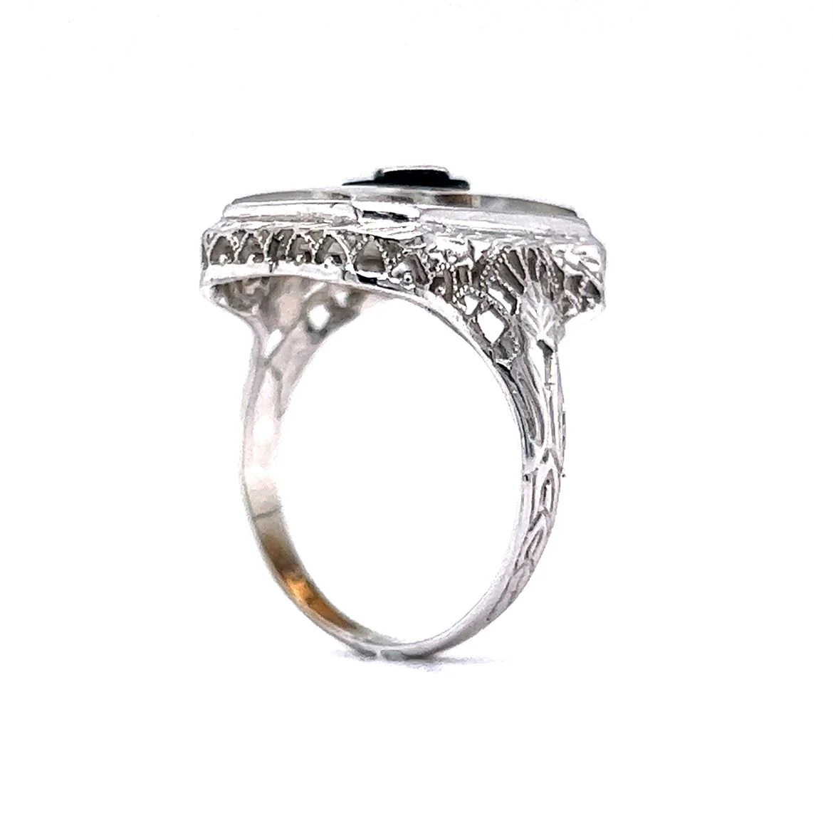 Antique Art Deco Camphor Glass Ring in 14k White Gold - Image 5