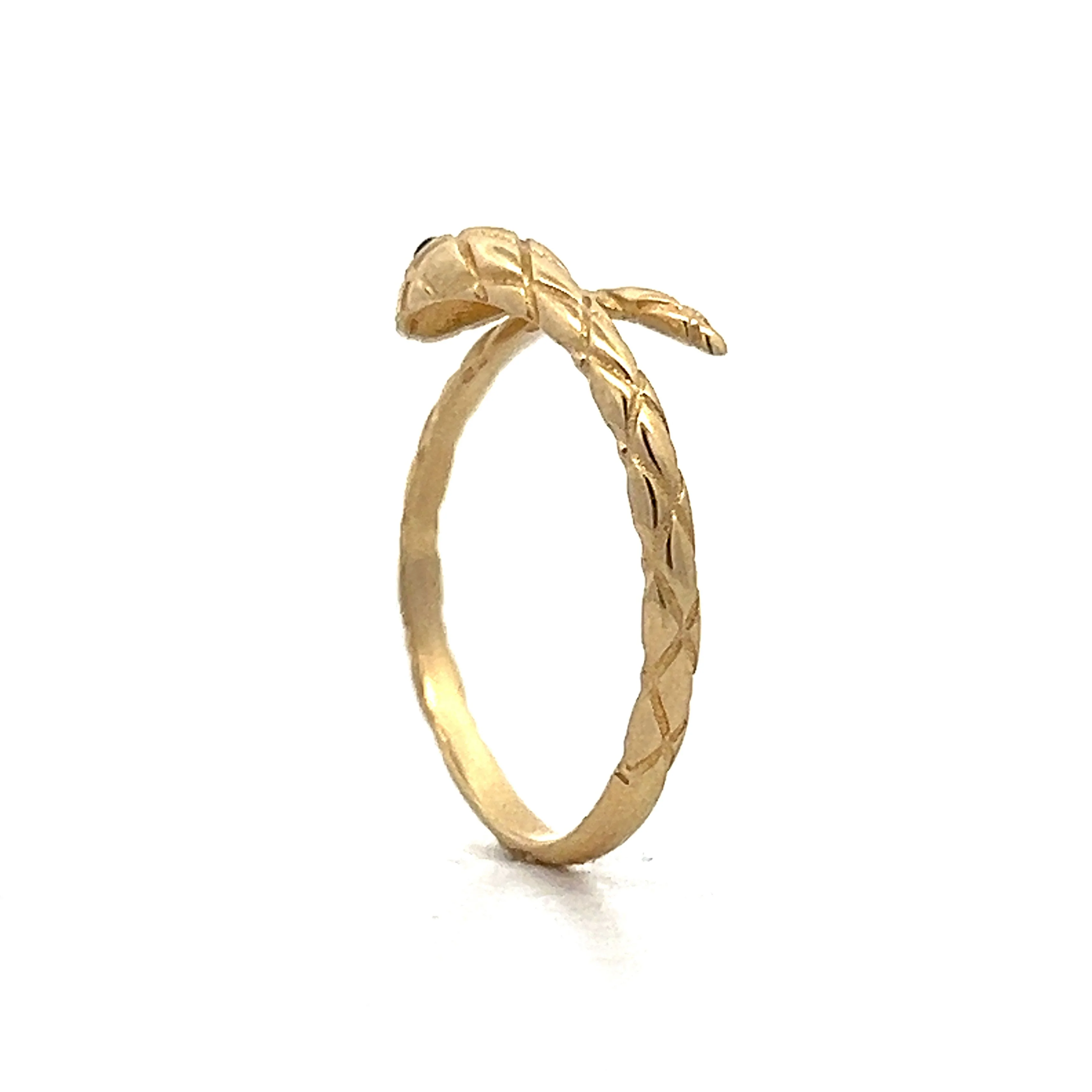 .02 Emerald Stacking Snake Ring in 14k Yellow Gold - Image 5