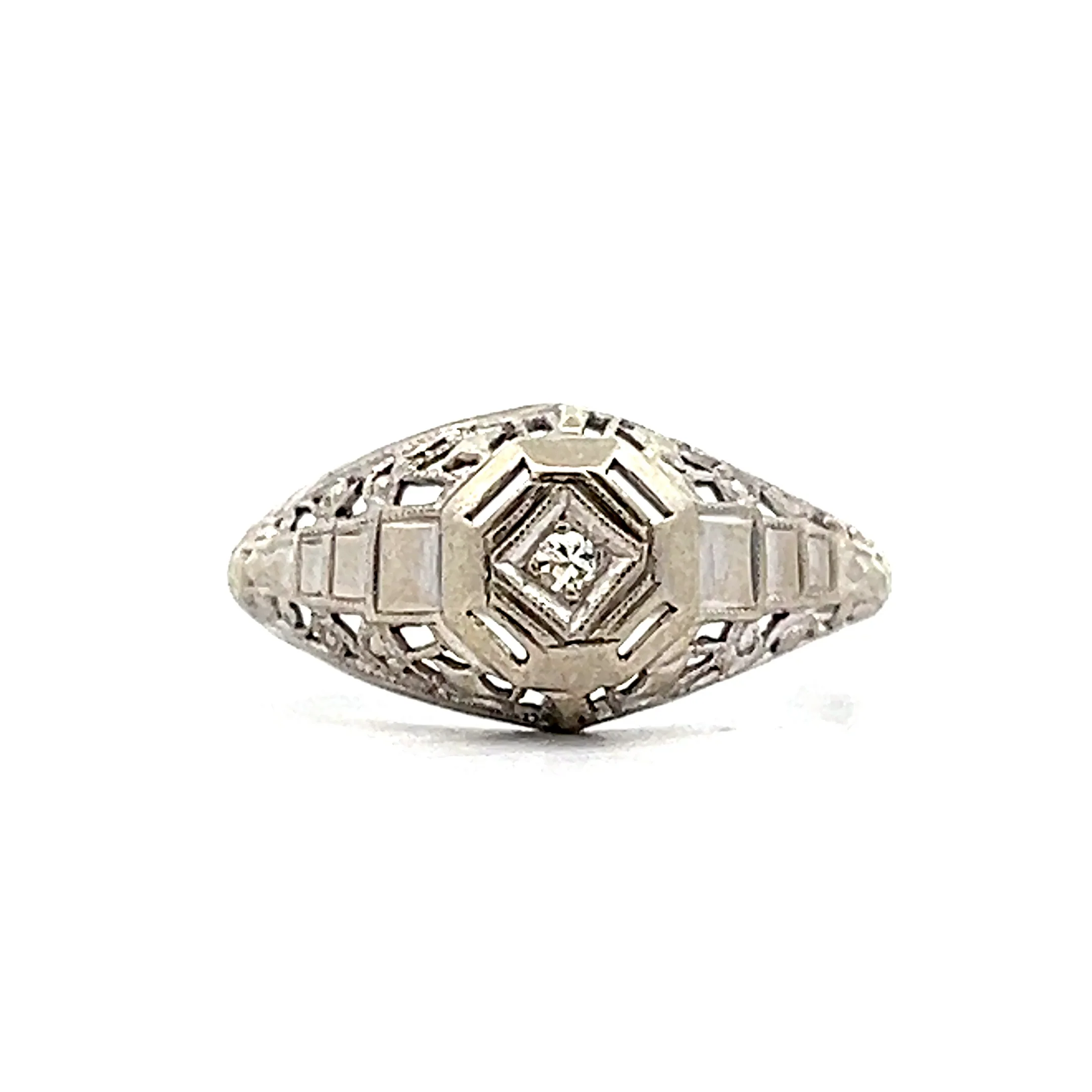 .02 Vintage Deco Diamond Engagement Ring in 14k