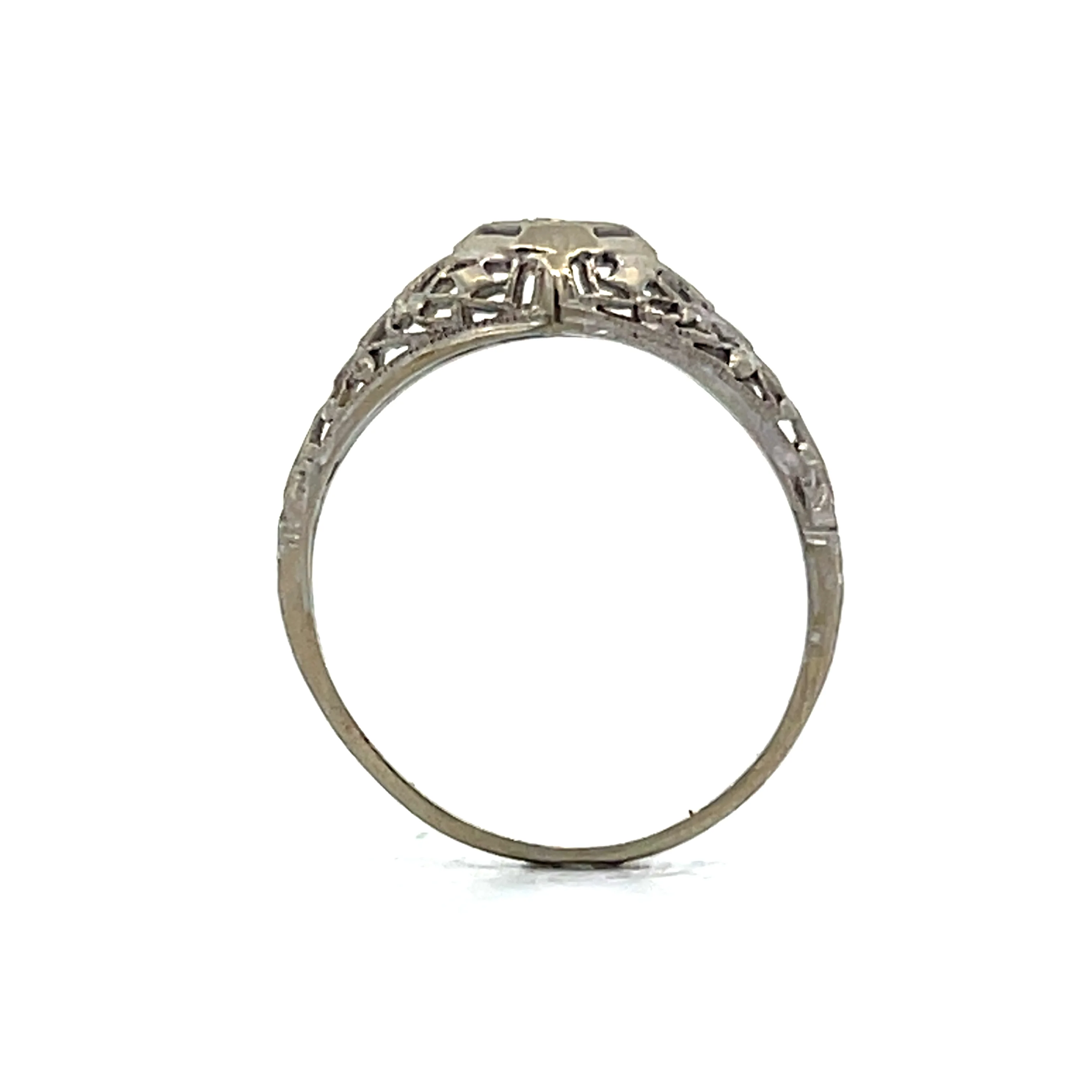 .02 Vintage Deco Diamond Engagement Ring in 14k - Image 5