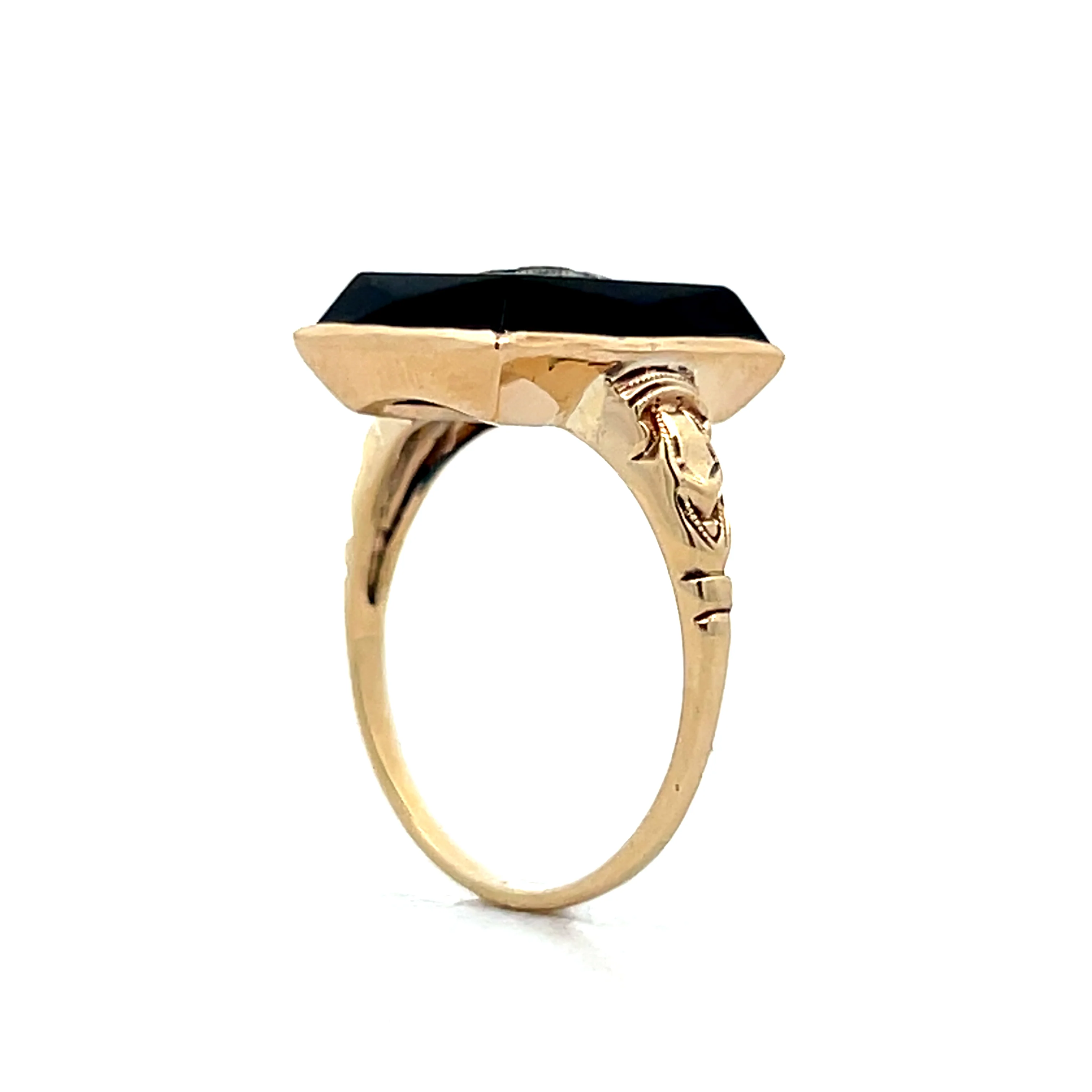 .025 Antique Art Deco Onyx & Diamond Ring in 10k - Image 5