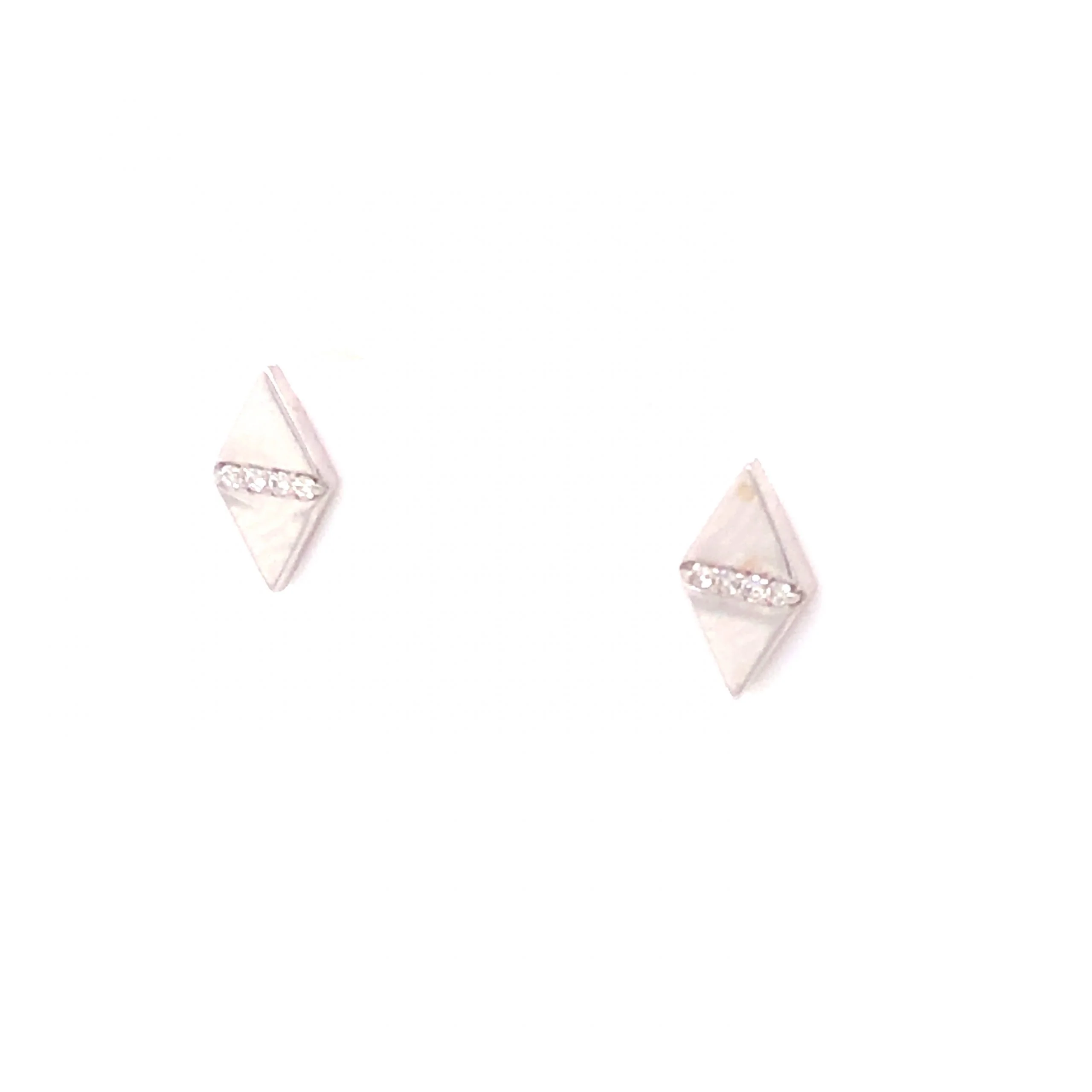 .025 Geometric Diamond Stud Earrings 14K White Gold - Image 2