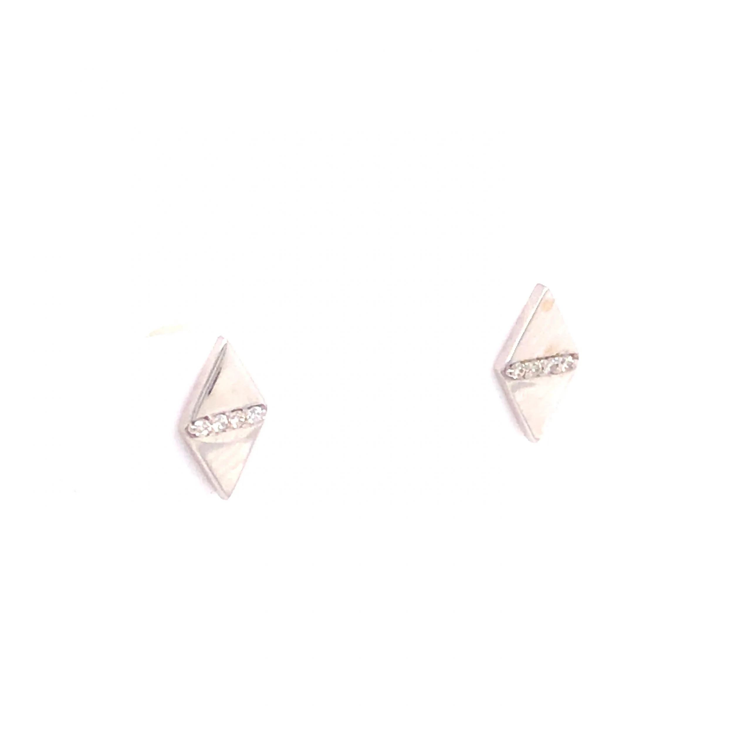.025 Geometric Diamond Stud Earrings 14K White Gold - Image 3