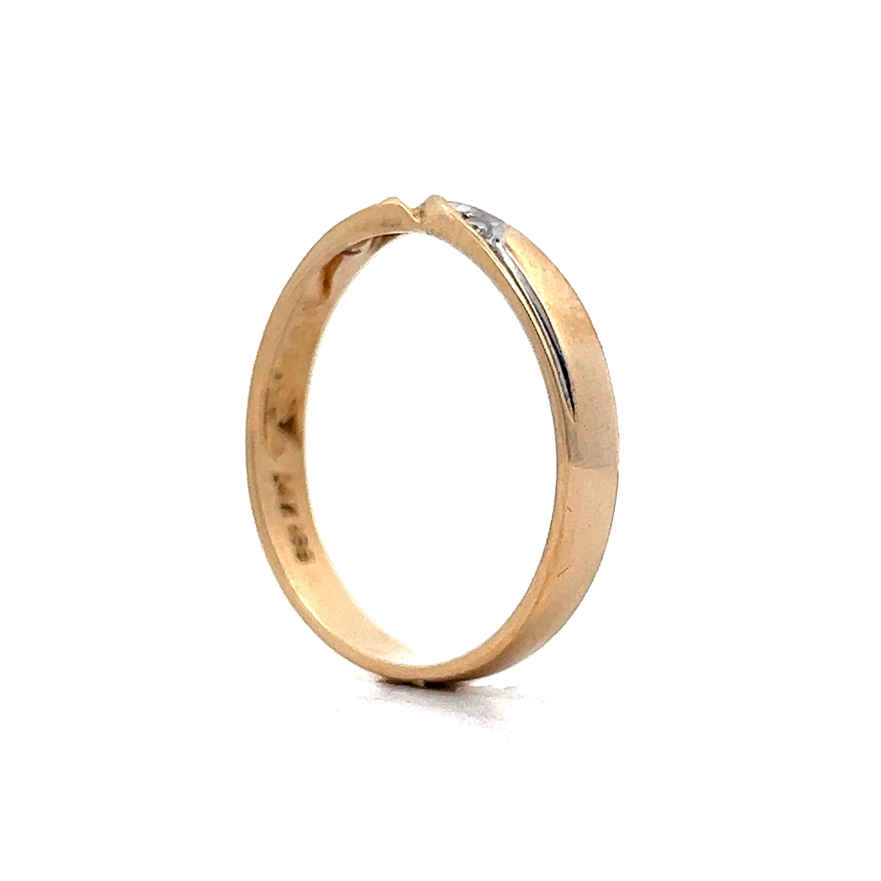 Vintage Men's Two-Tone Diamond Wedding Band in Yellow & White Gold - Image 5