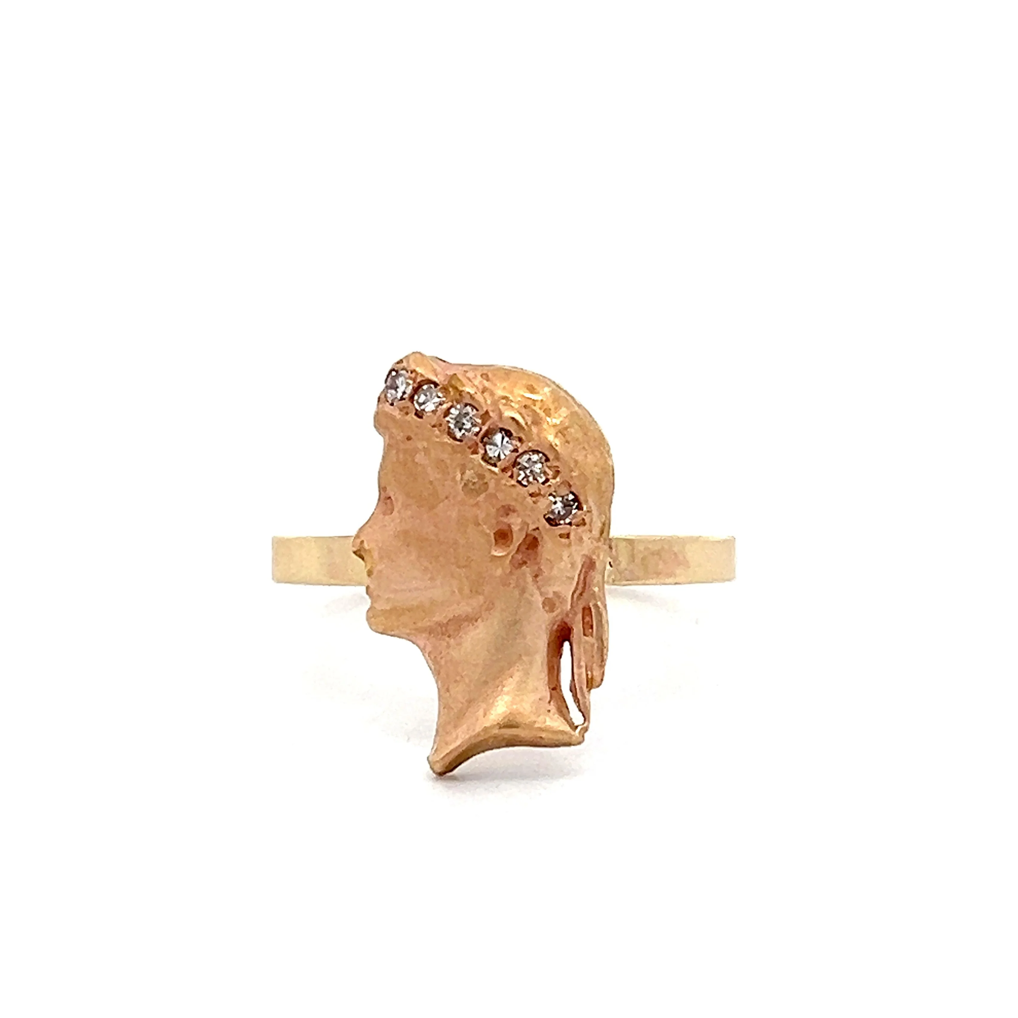 .03 Antique Stick Pin Conversion Ring in 14k