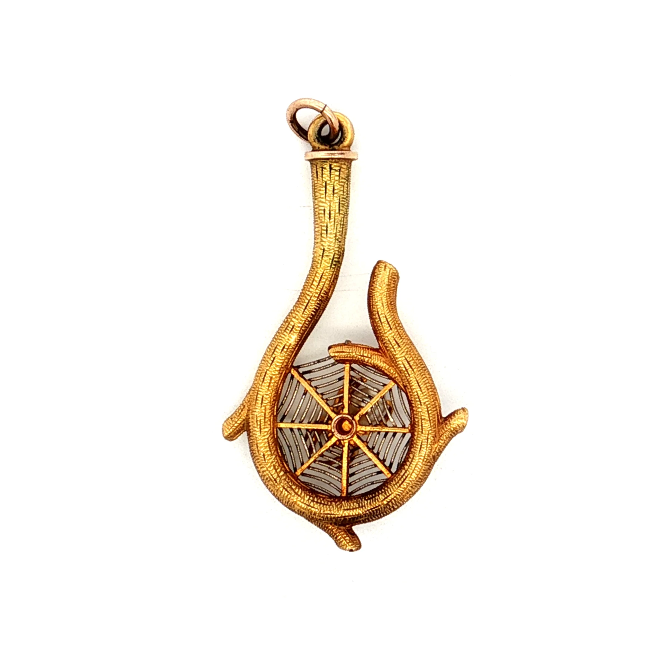 .03 Antique Victorian Spider Web Pendant 18k - Image 2