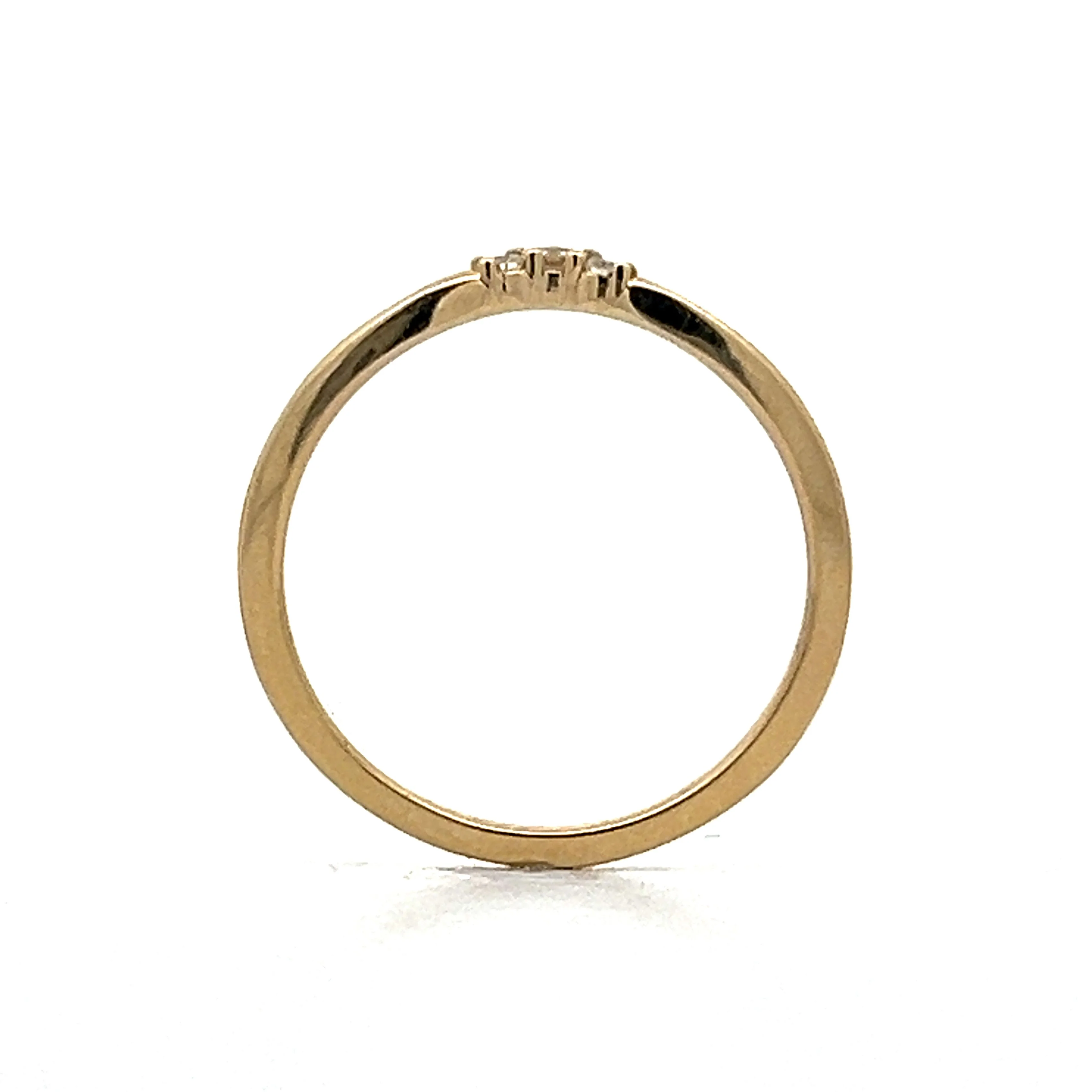 .03 Contoured Three Stone Wedding Band in Yellow Gold - Image 4