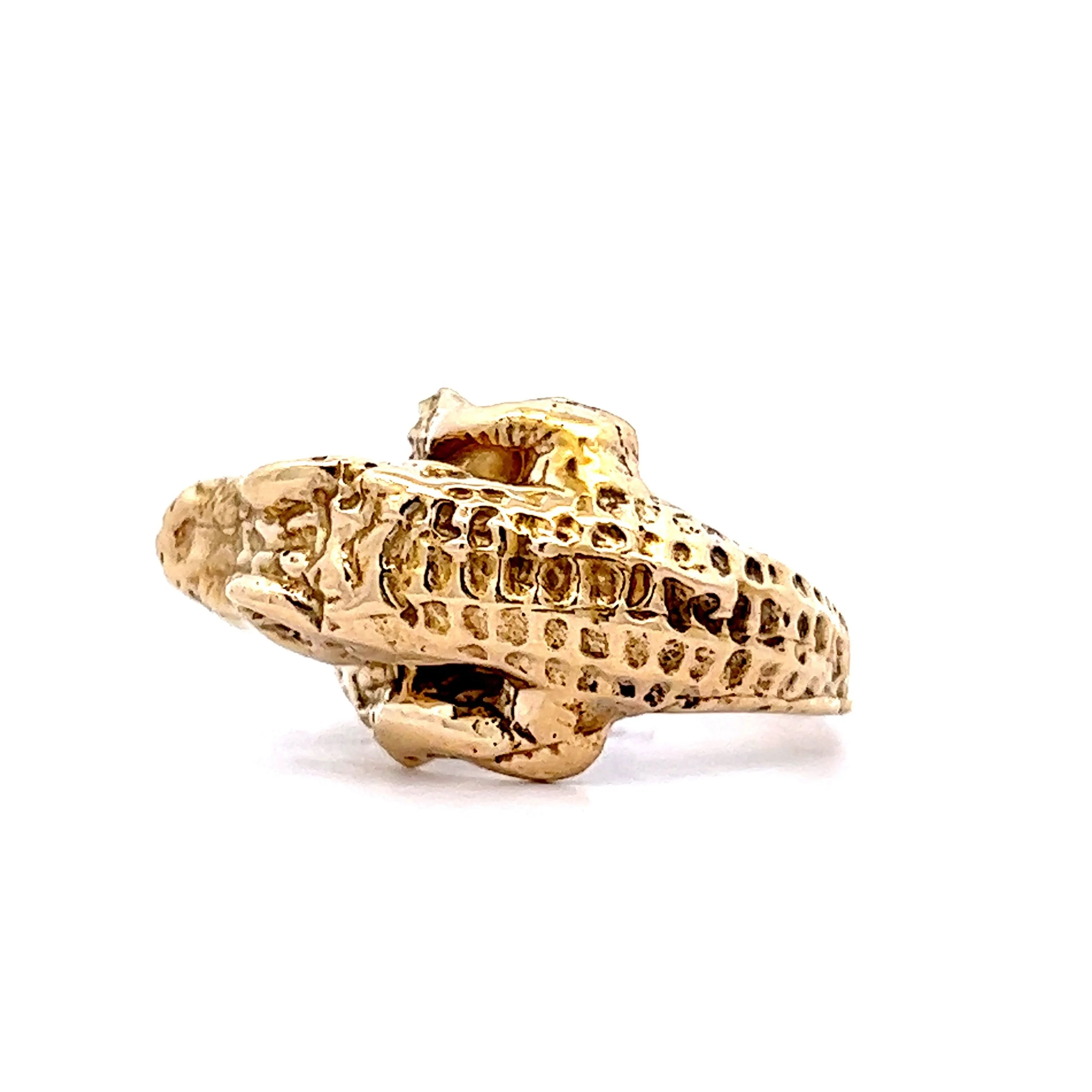 Alligator Cocktail Ring w/ Diamonds in 14k Yellow Gold - Image 2