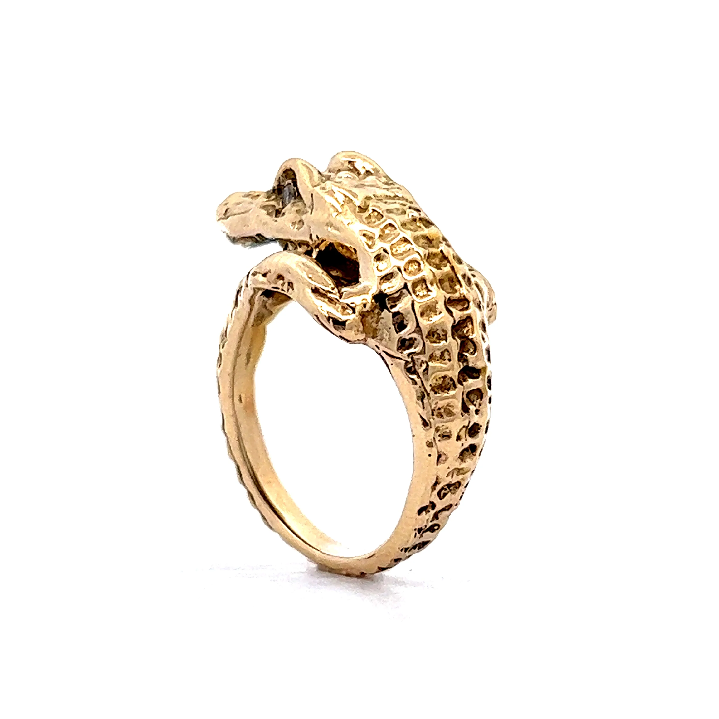 Alligator Cocktail Ring w/ Diamonds in 14k Yellow Gold - Image 5