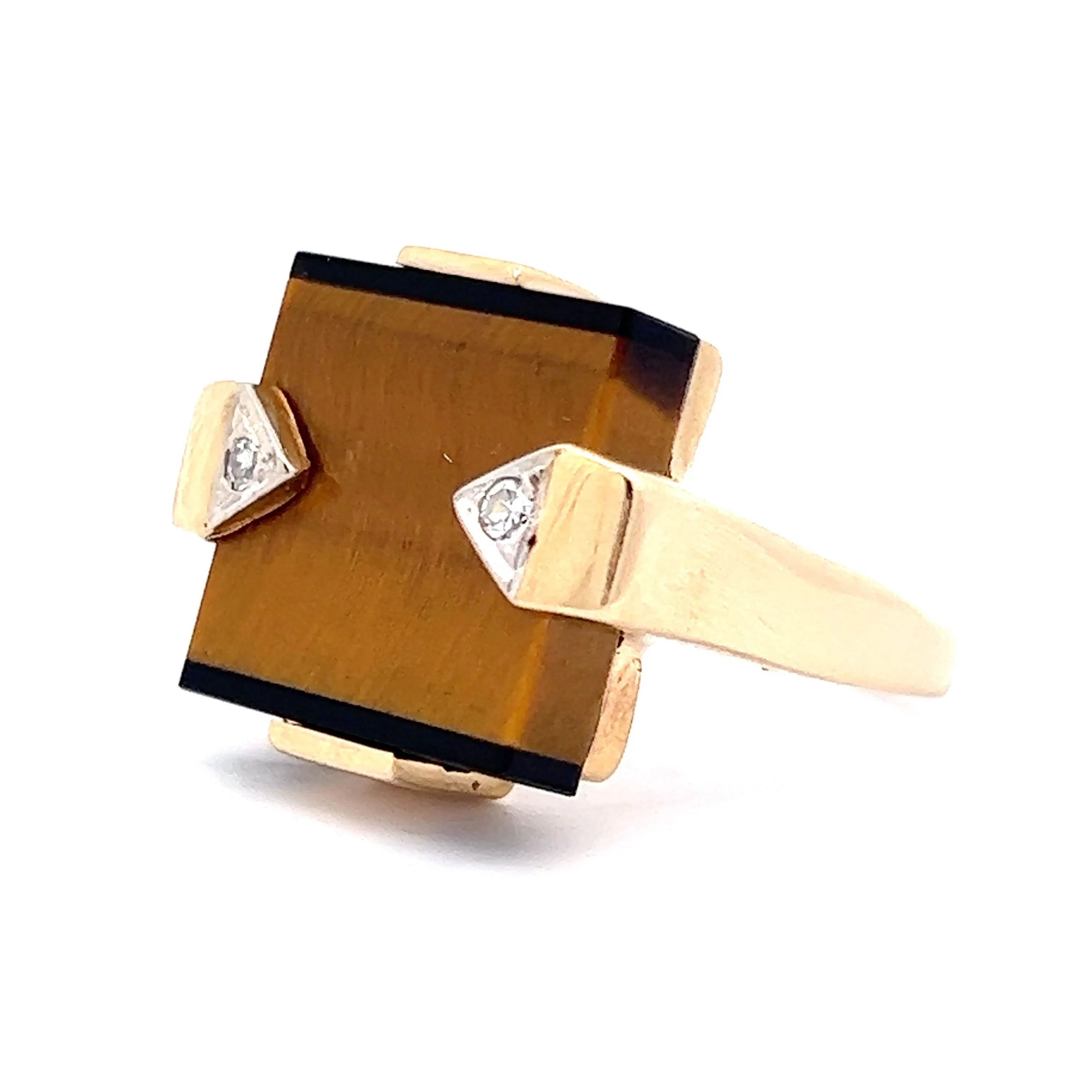 .03 Vintage Mid-Century Right Hand Ring in 14k Yellow Gold - Image 2