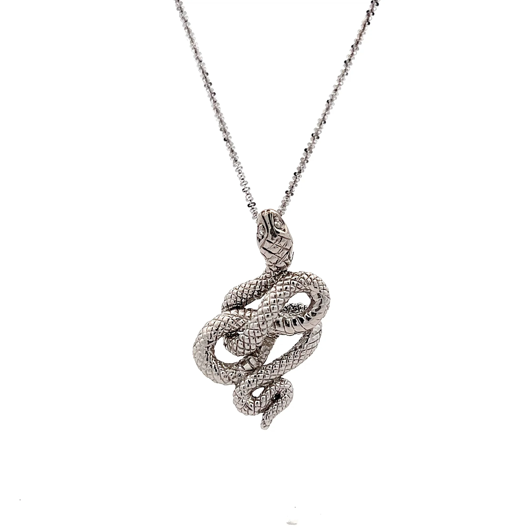 .03 Diamond Snake Pendant Necklace in 18k