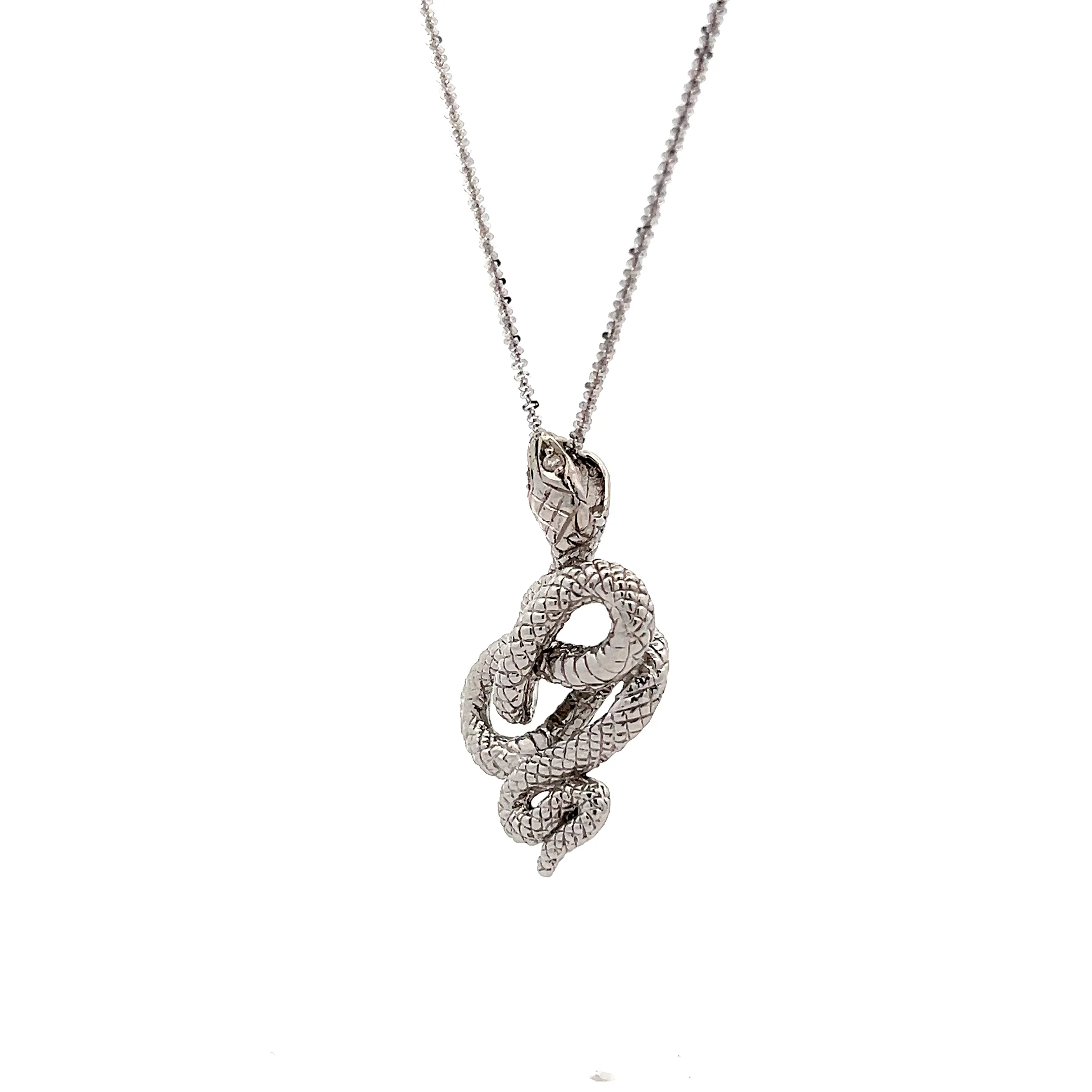 .03 Diamond Snake Pendant Necklace in 18k - Image 2