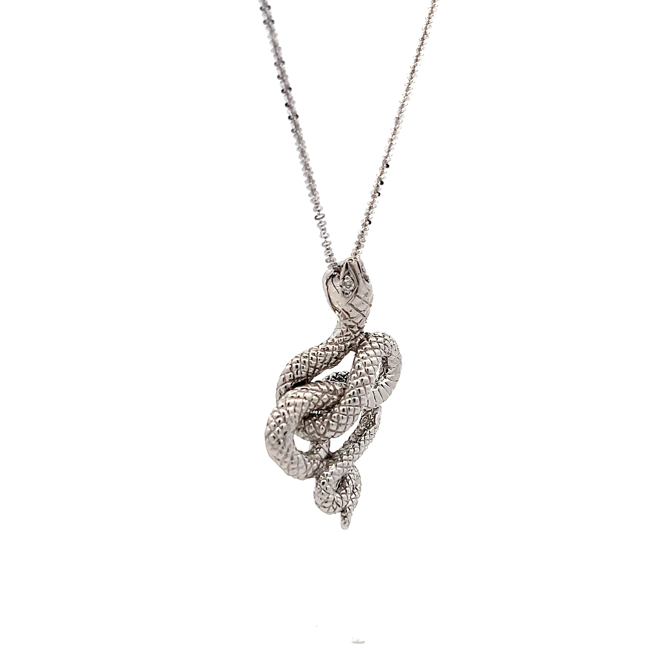 .03 Diamond Snake Pendant Necklace in 18k - Image 3