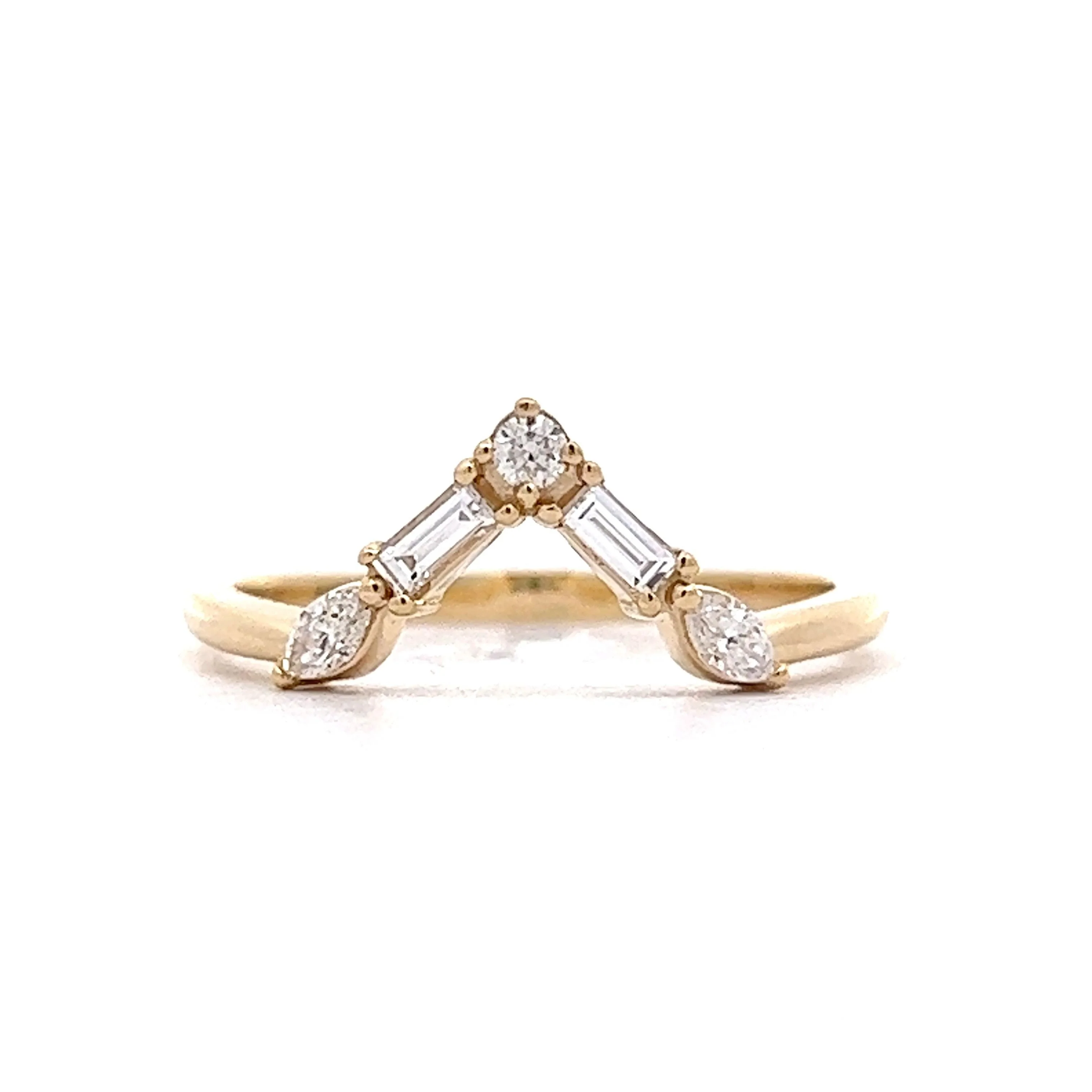 .31 V Shaped Contour Wedding Band in 14k Yellow Gold