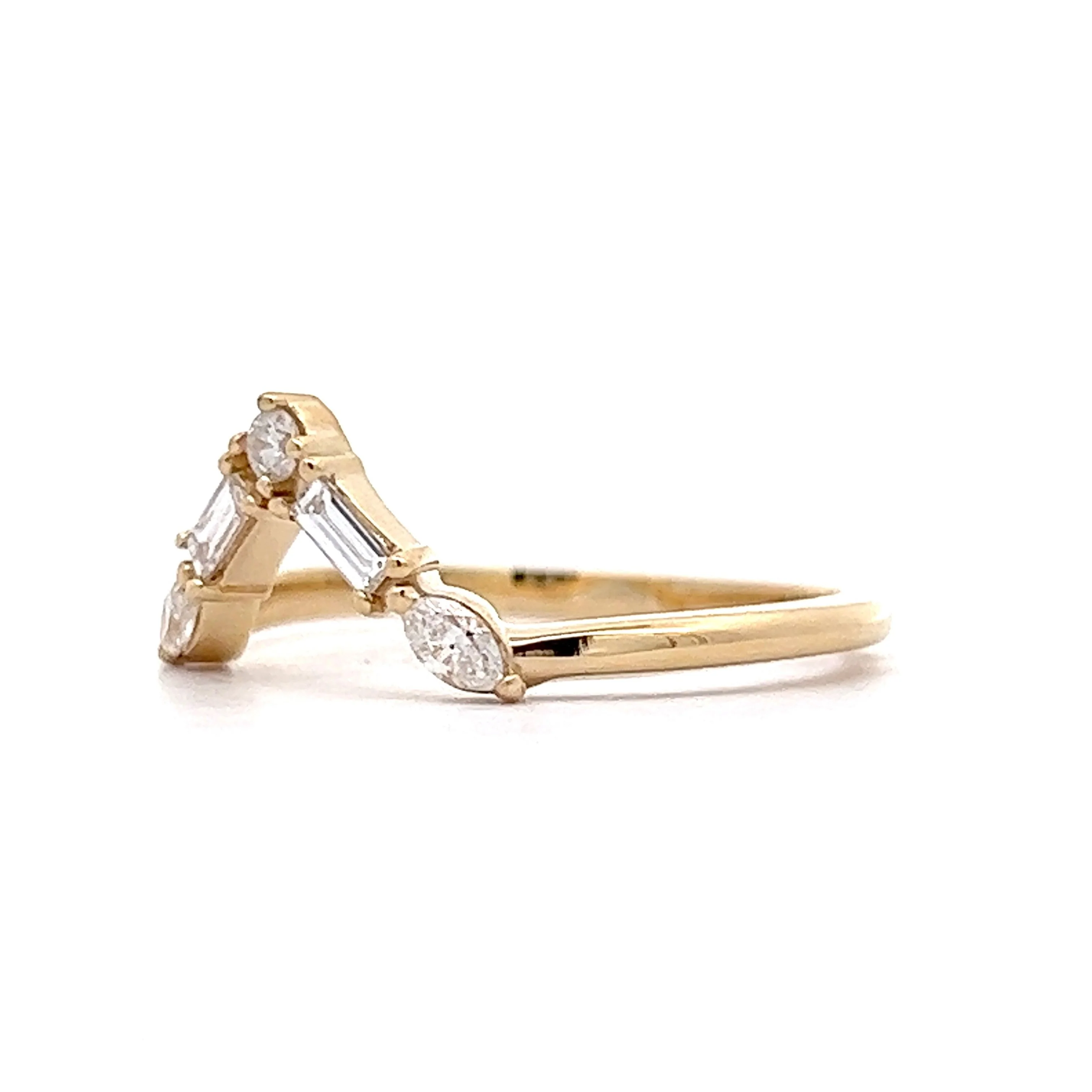 .31 V Shaped Contour Wedding Band in 14k Yellow Gold - Image 2