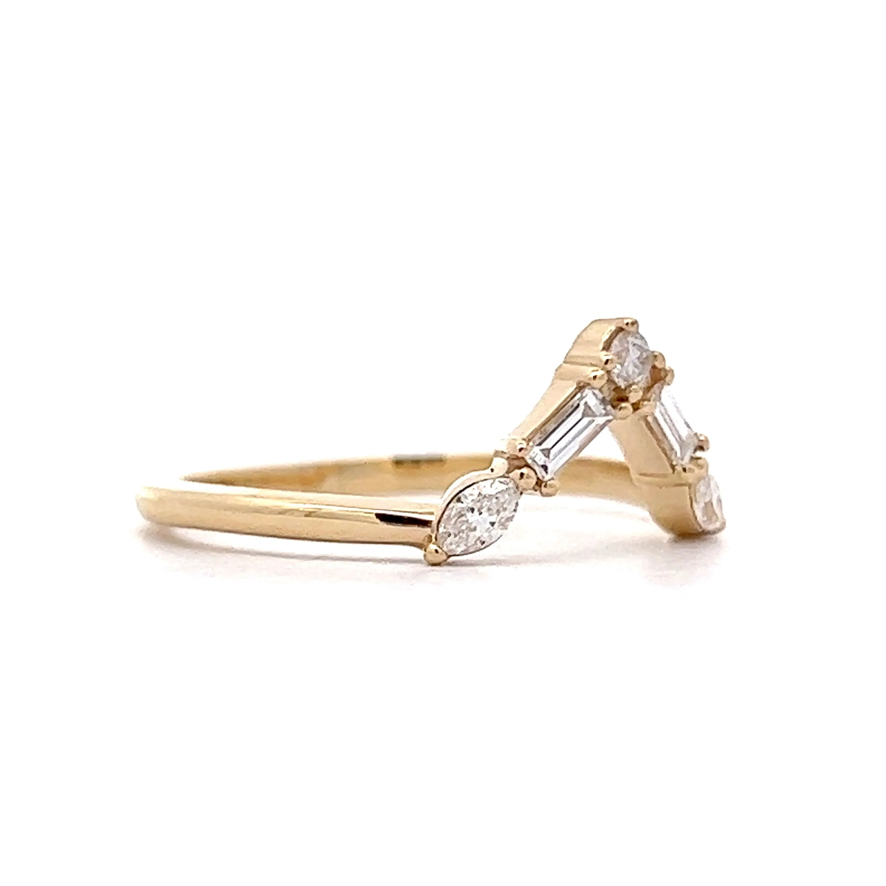 .31 V Shaped Contour Wedding Band in 14k Yellow Gold - Image 3