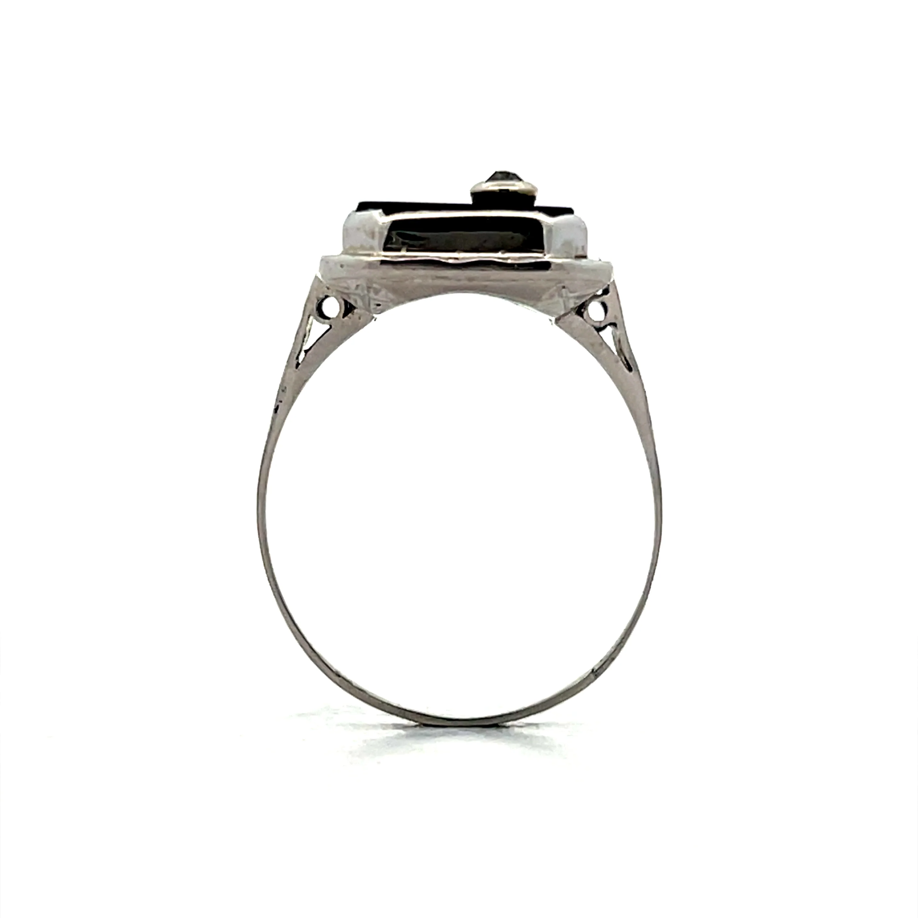 .03 Mens Onyx & Diamond Deco Ring in 14k - Image 4