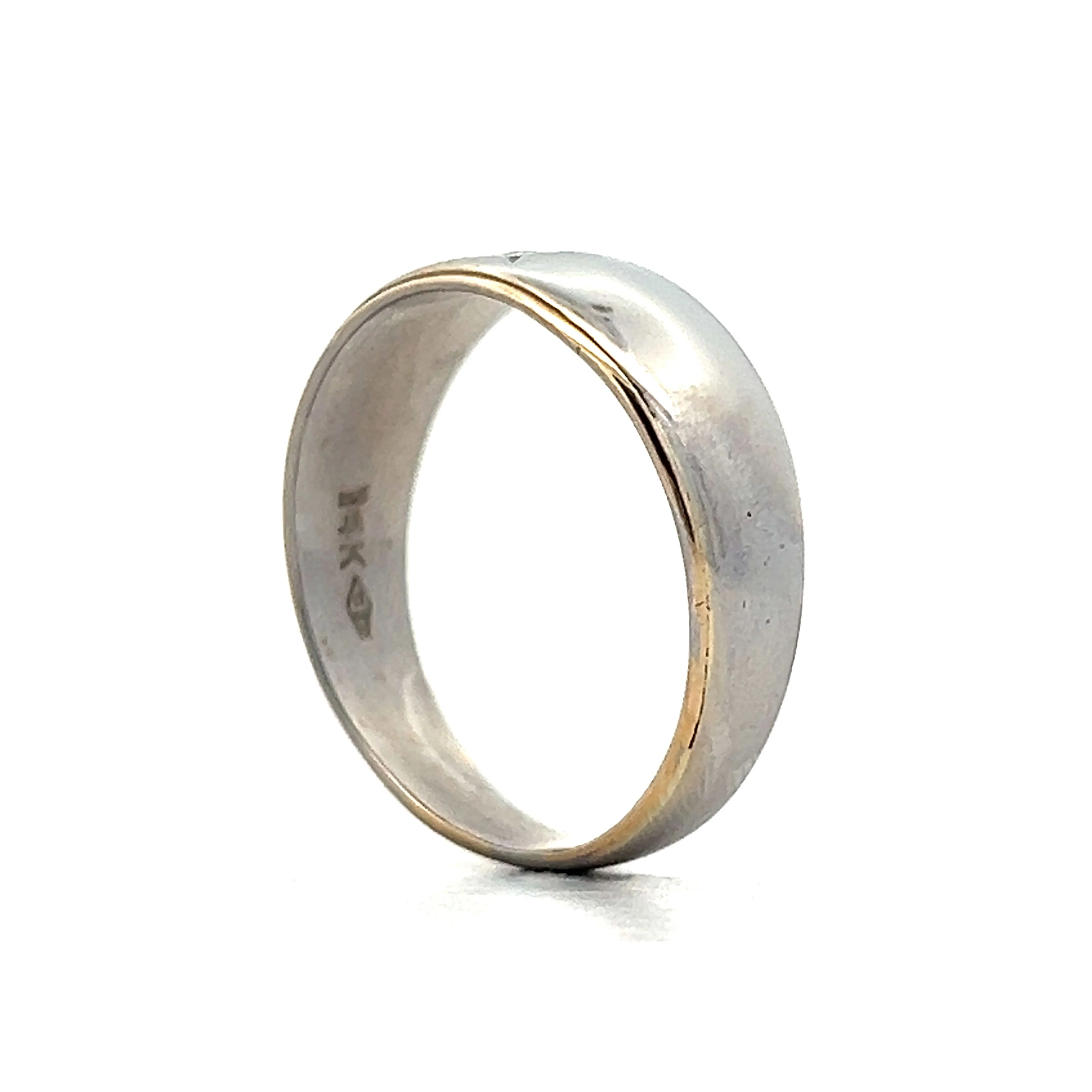 .03 Men's Two-Tone Diamond Wedding Band in 14k - Image 5