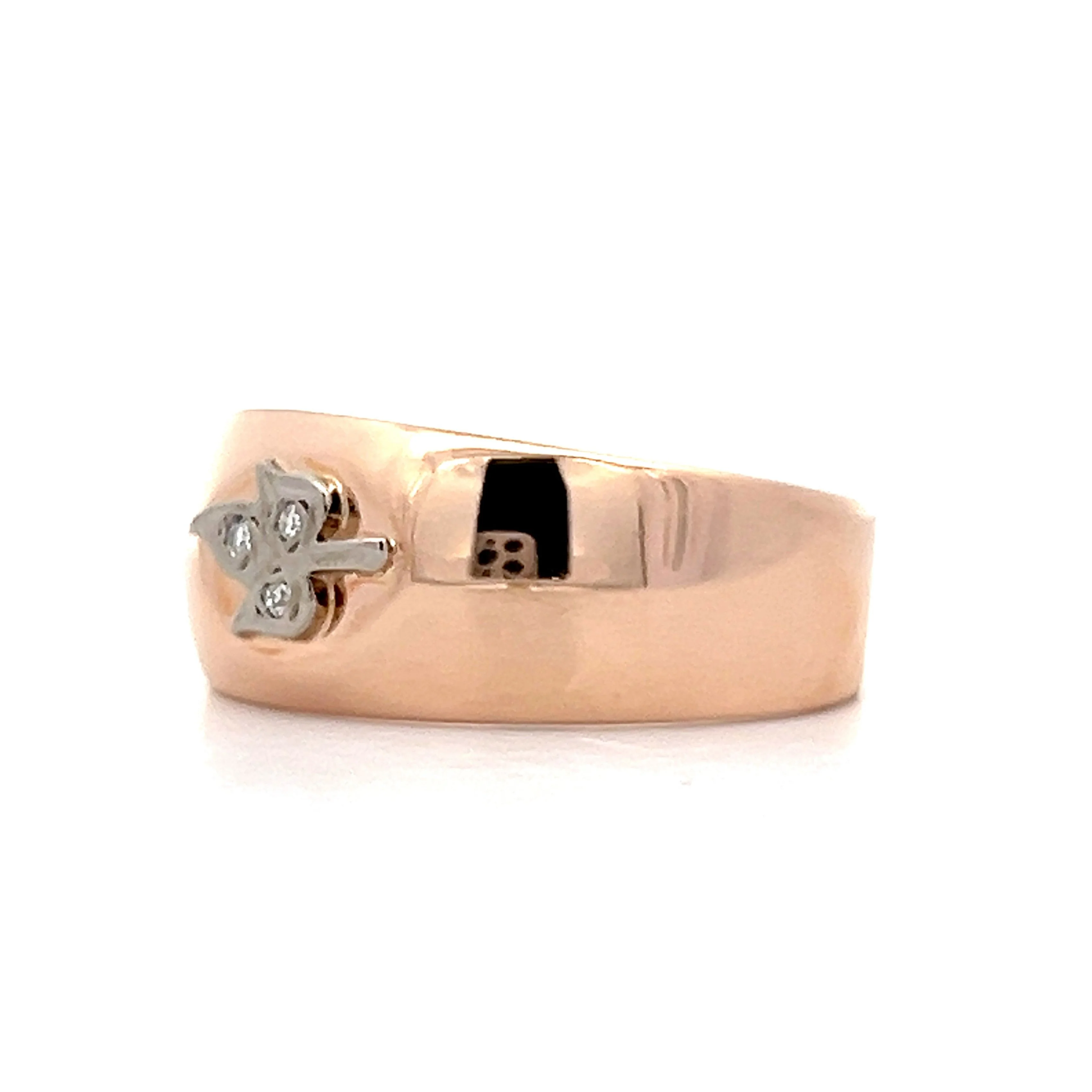 .03 Retro Diamond Leaf Ring in 14k Rose Gold - Image 2
