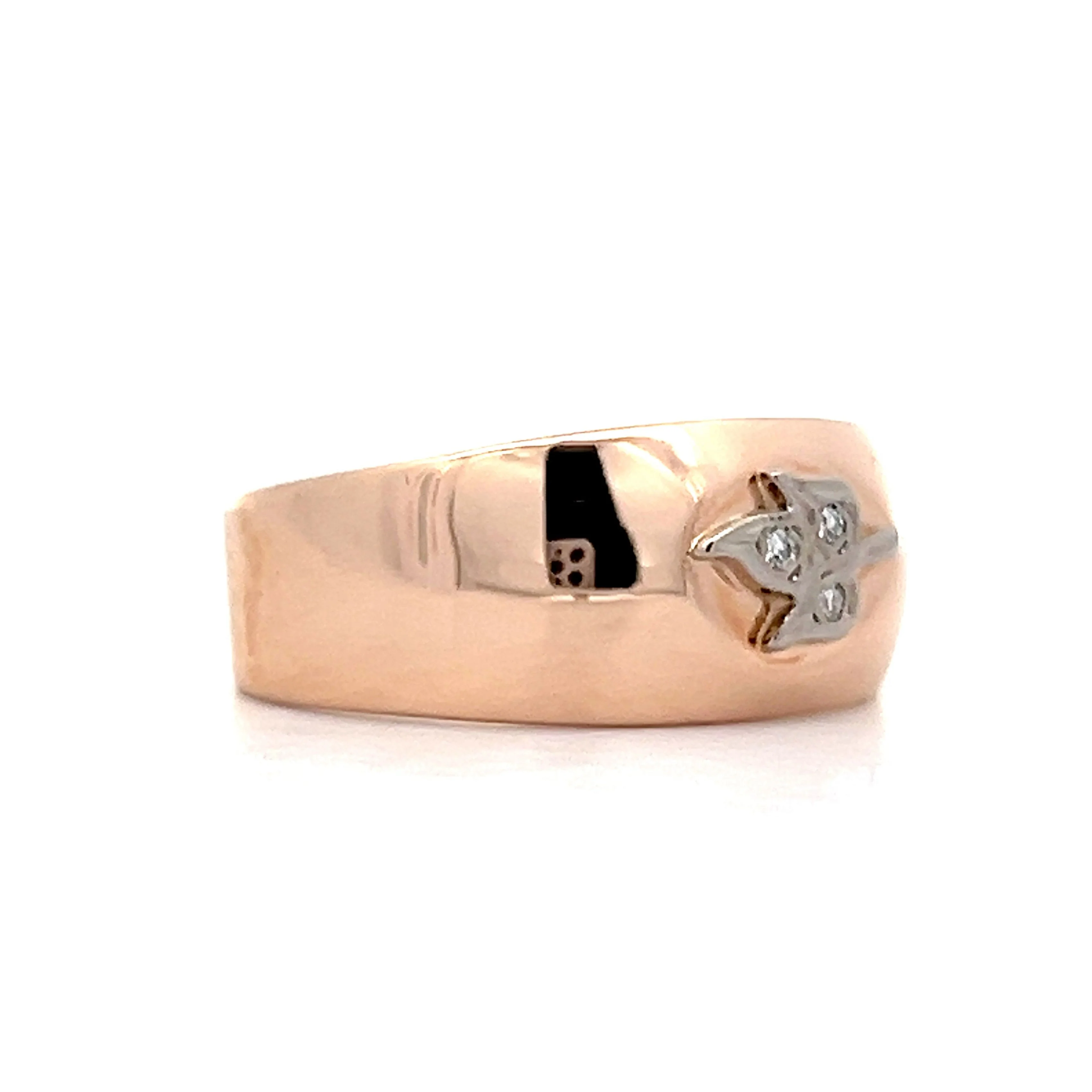 .03 Retro Diamond Leaf Ring in 14k Rose Gold - Image 3