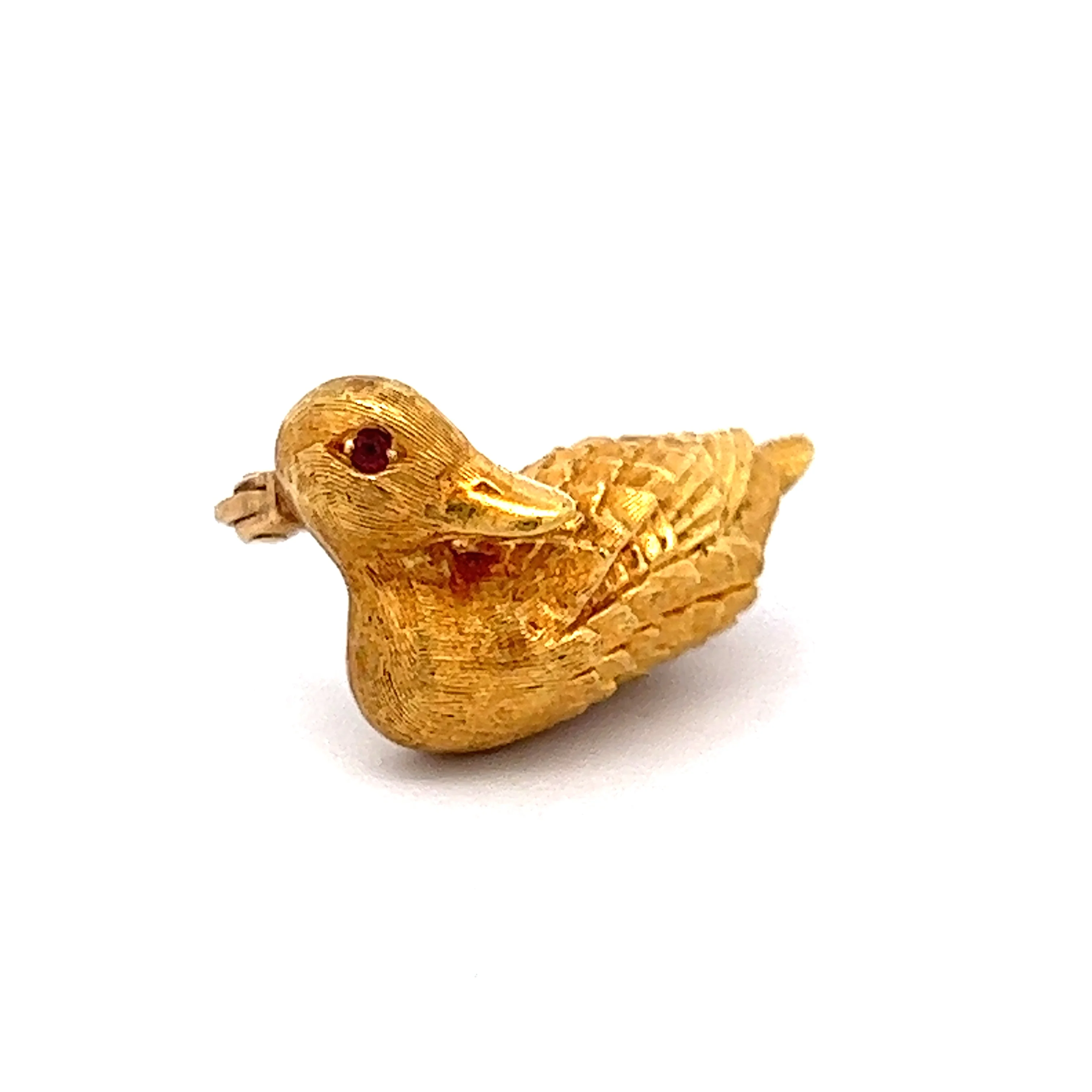 Cabochon Cut Ruby Duck Brooch in 18k Yellow Gold - Image 3