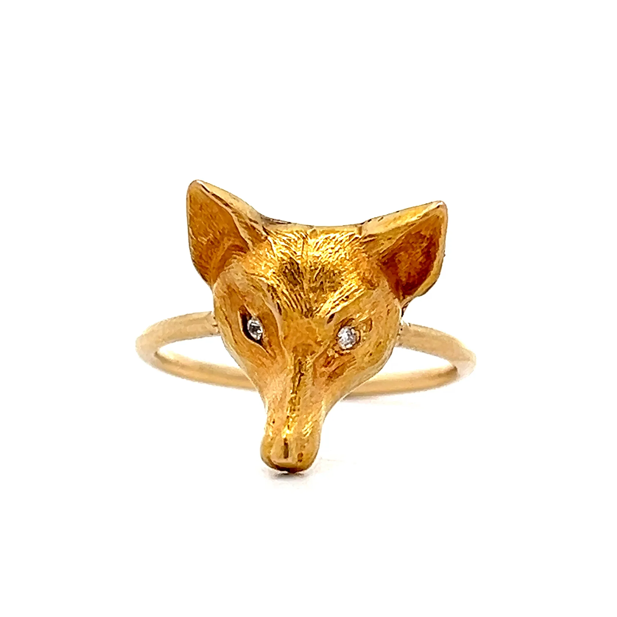 .03 Victorian Fox Right Hand Ring in 10k Yellow Gold