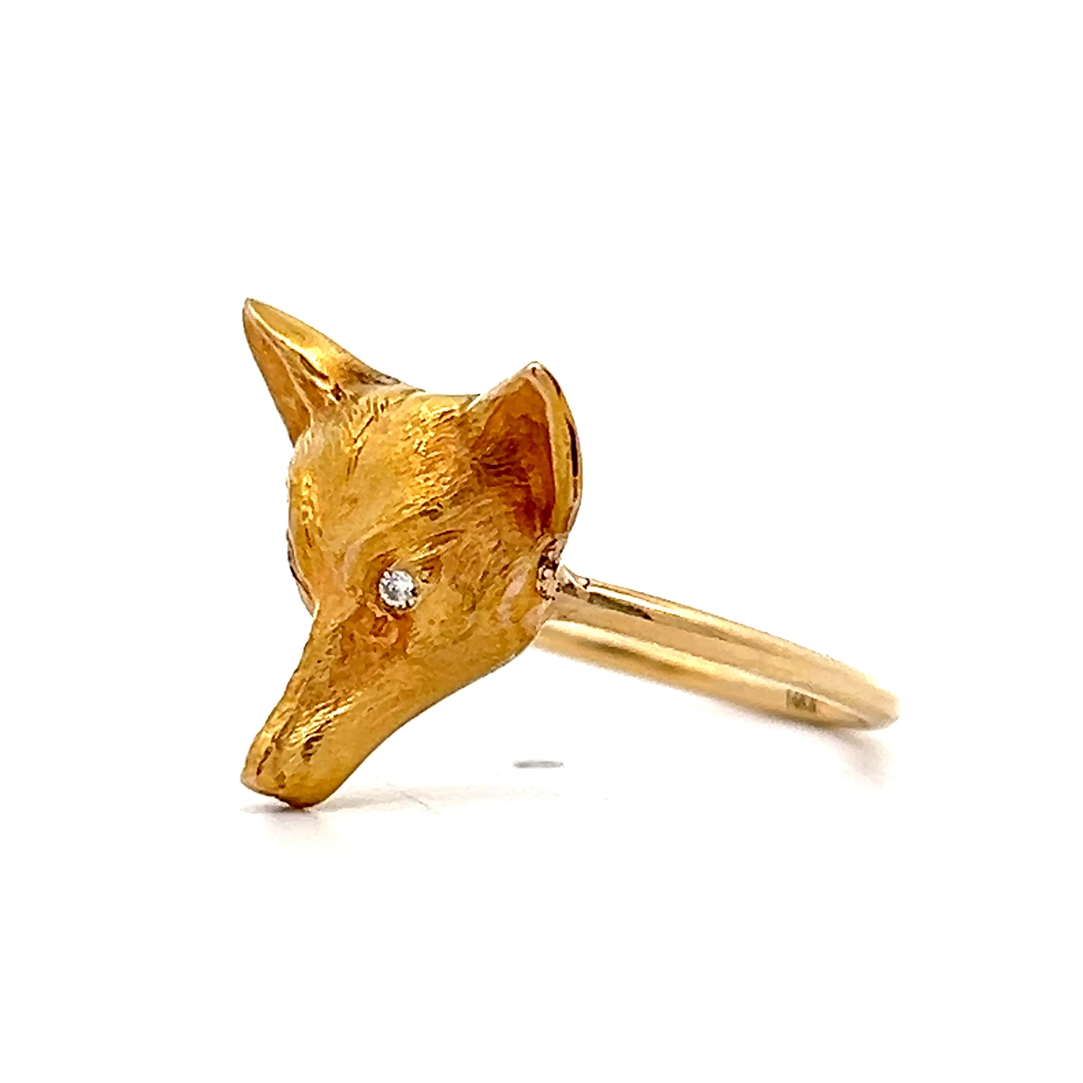 .03 Victorian Fox Right Hand Ring in 10k Yellow Gold - Image 2