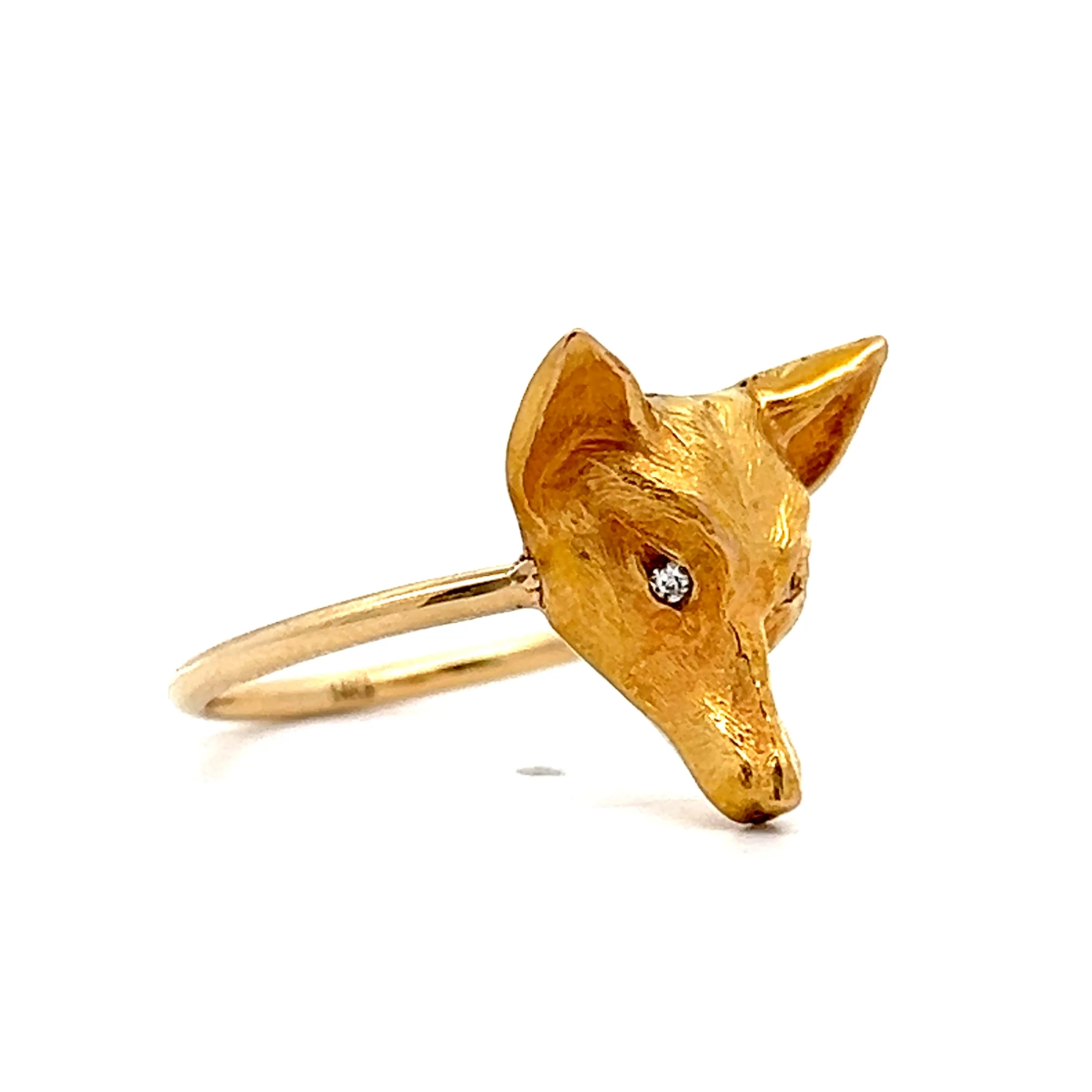.03 Victorian Fox Right Hand Ring in 10k Yellow Gold - Image 3