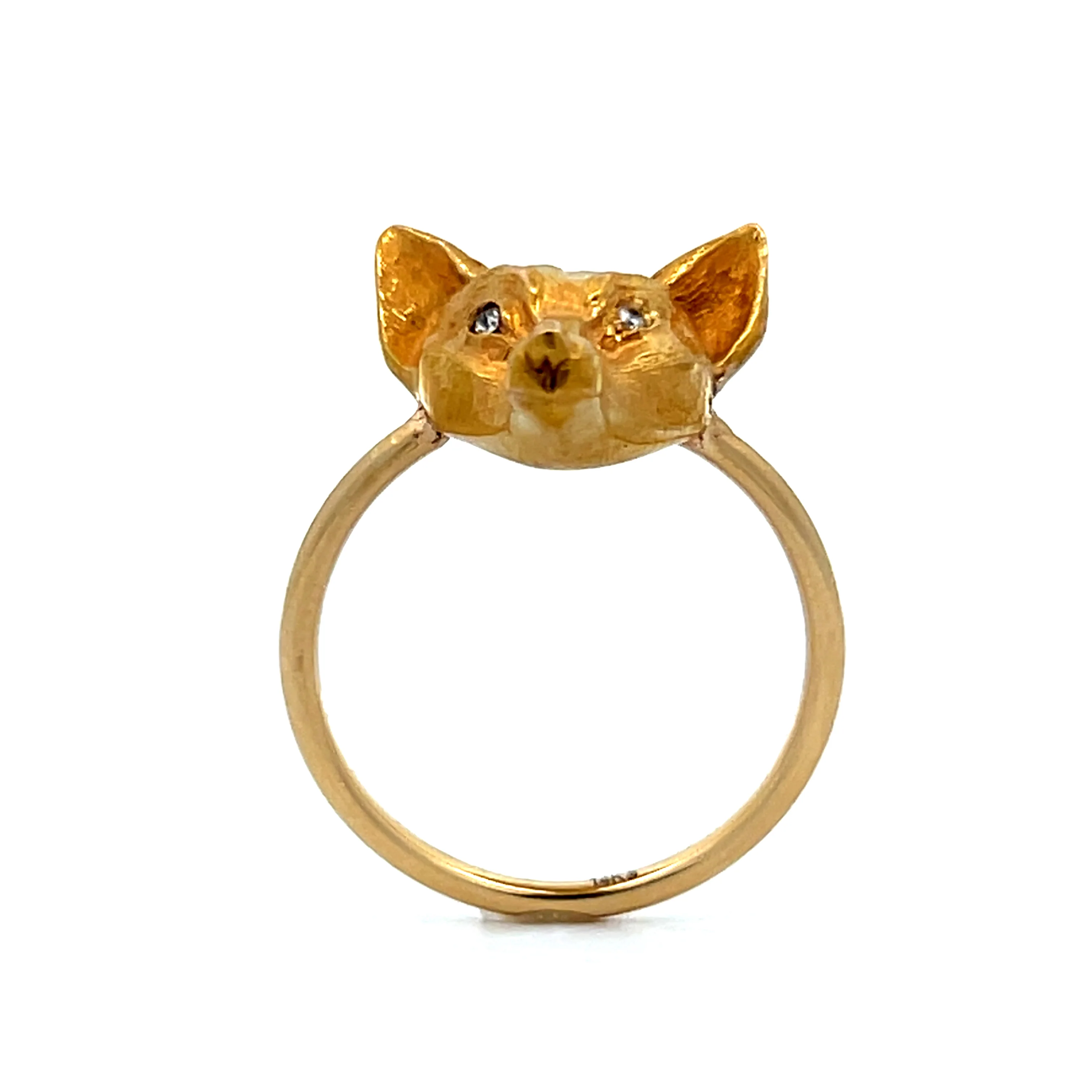 .03 Victorian Fox Right Hand Ring in 10k Yellow Gold - Image 4