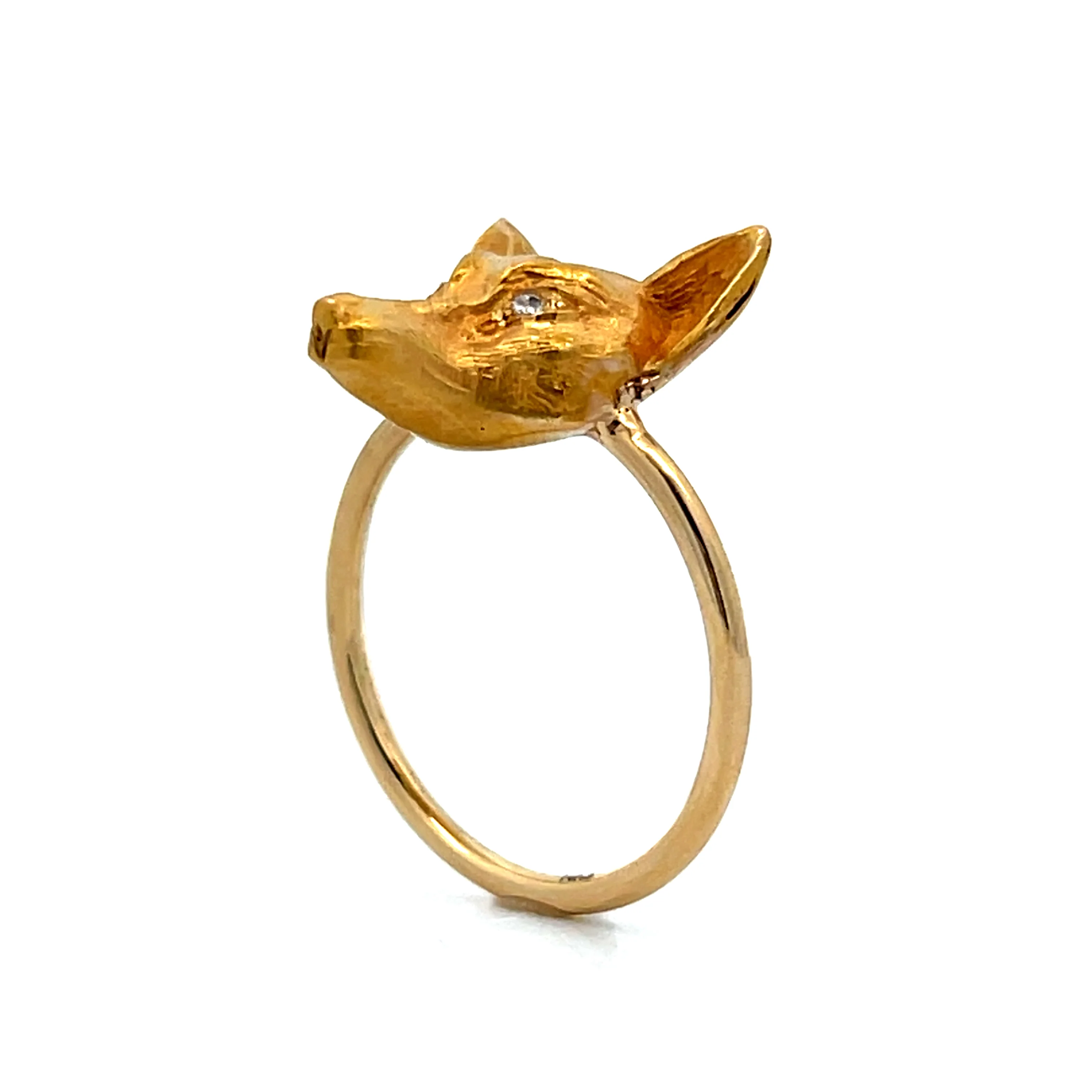 .03 Victorian Fox Right Hand Ring in 10k Yellow Gold - Image 5