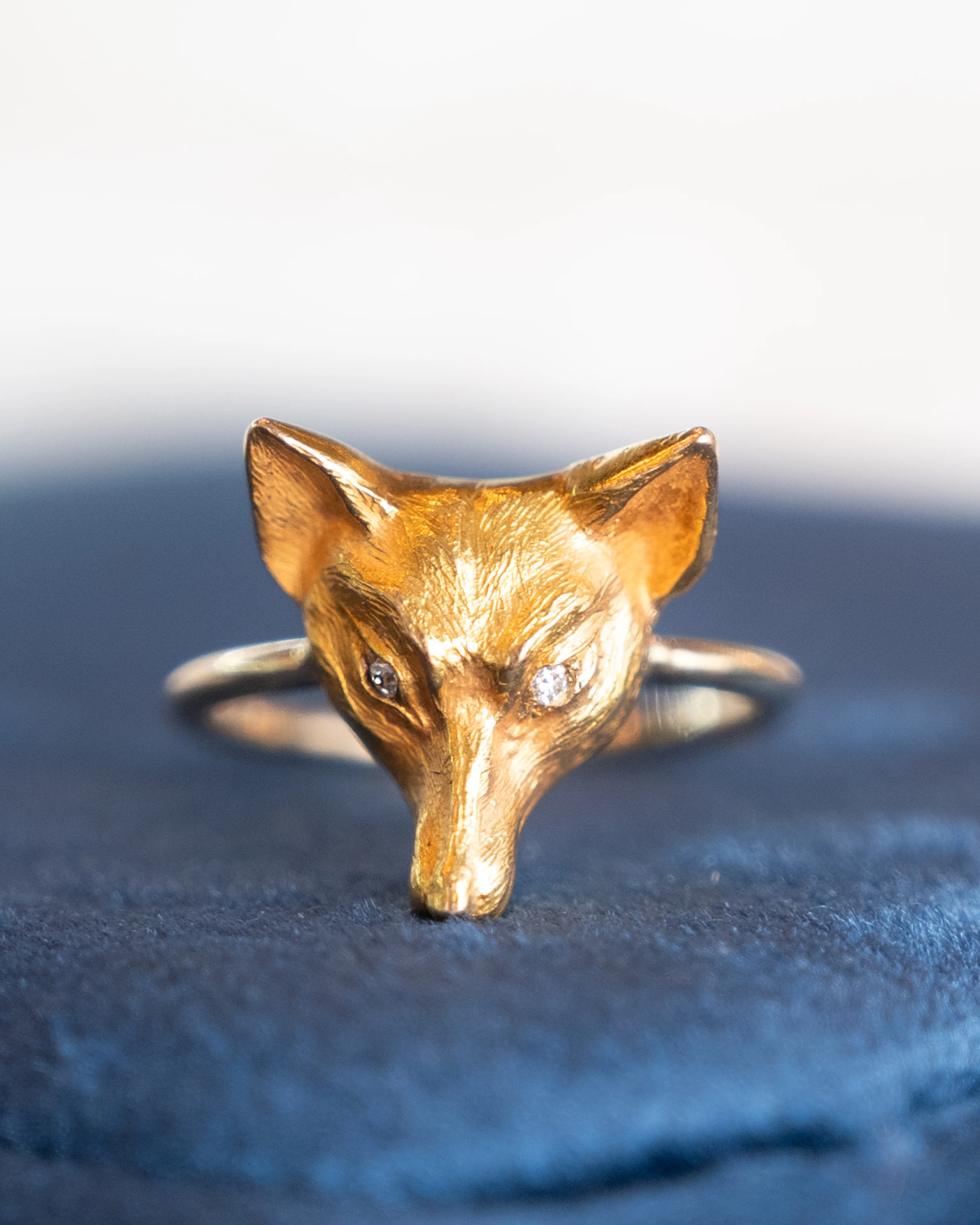 .03 Victorian Fox Right Hand Ring in 10k Yellow Gold - Image 6