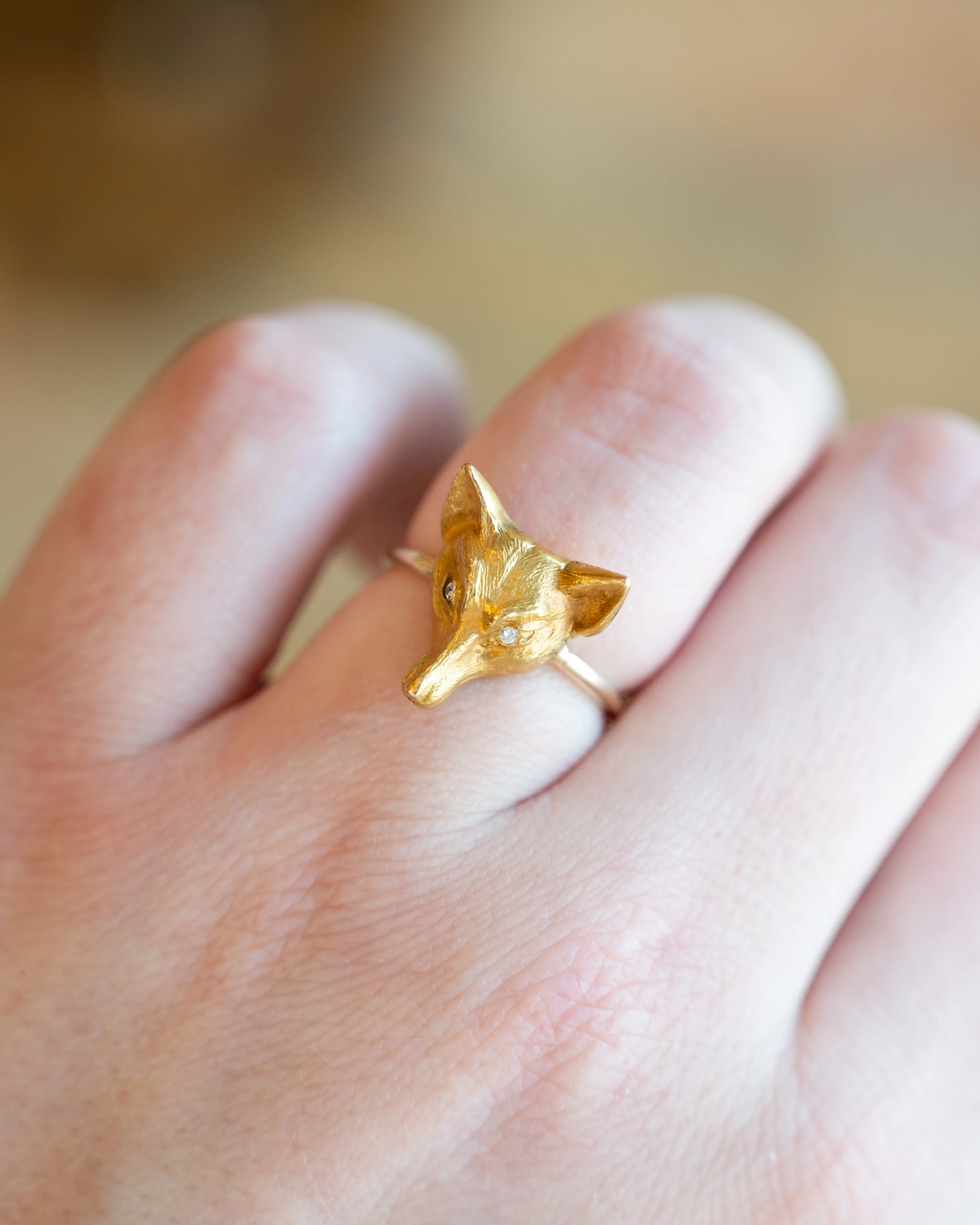 .03 Victorian Fox Right Hand Ring in 10k Yellow Gold - Image 7