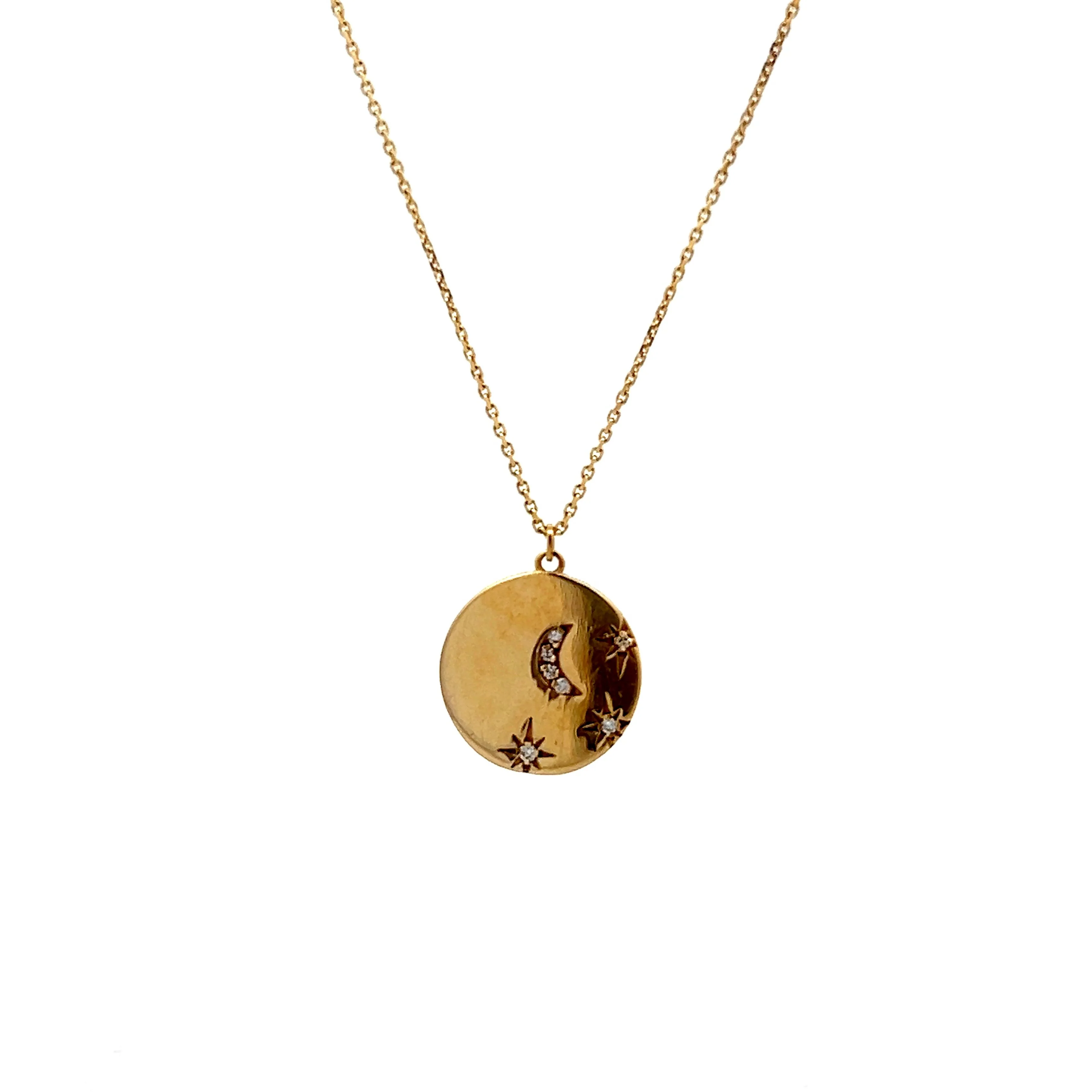 .035 Diamond Celestial Pendant in 14k Yellow Gold