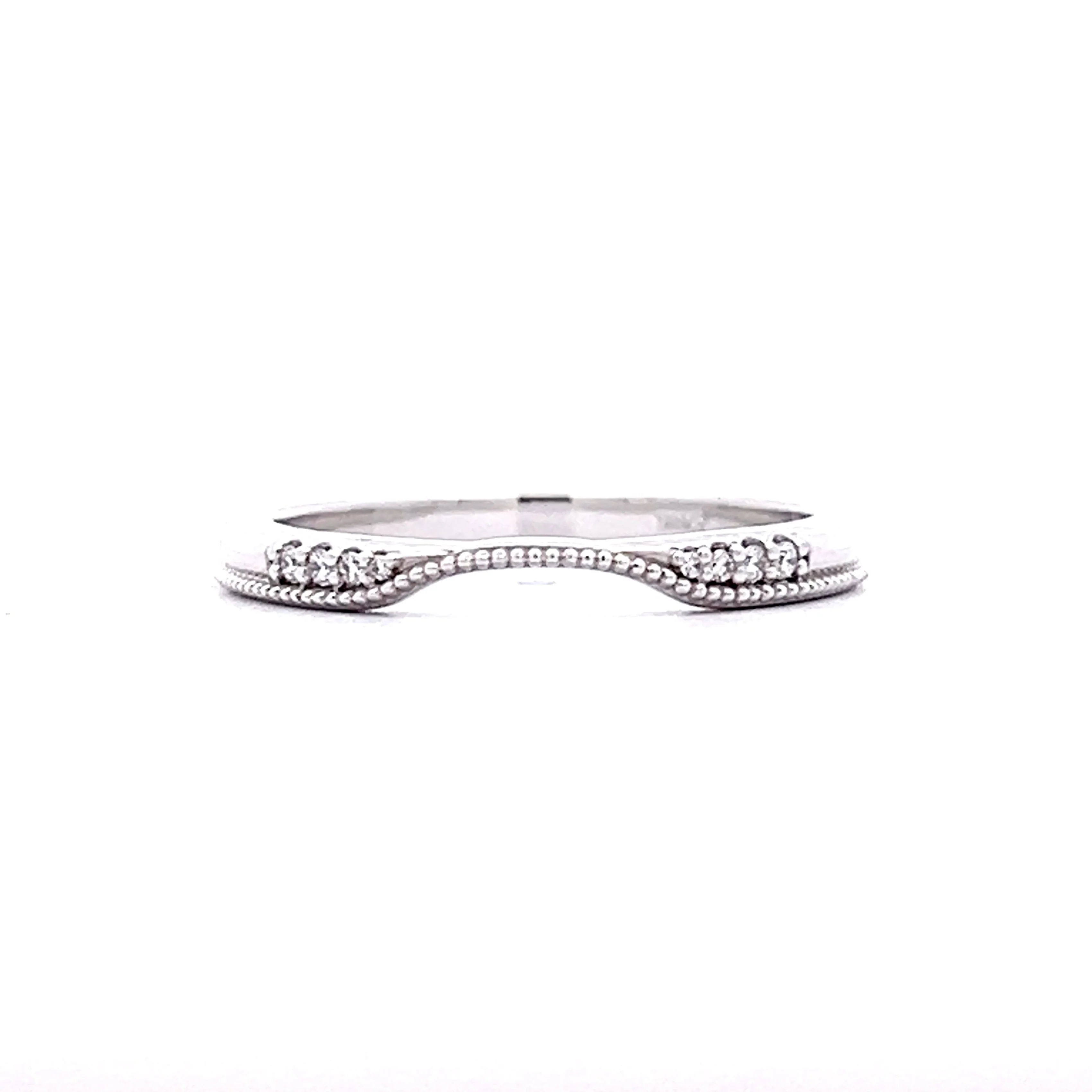 .04 Diamond Contour Wedding Band in 14k White Gold