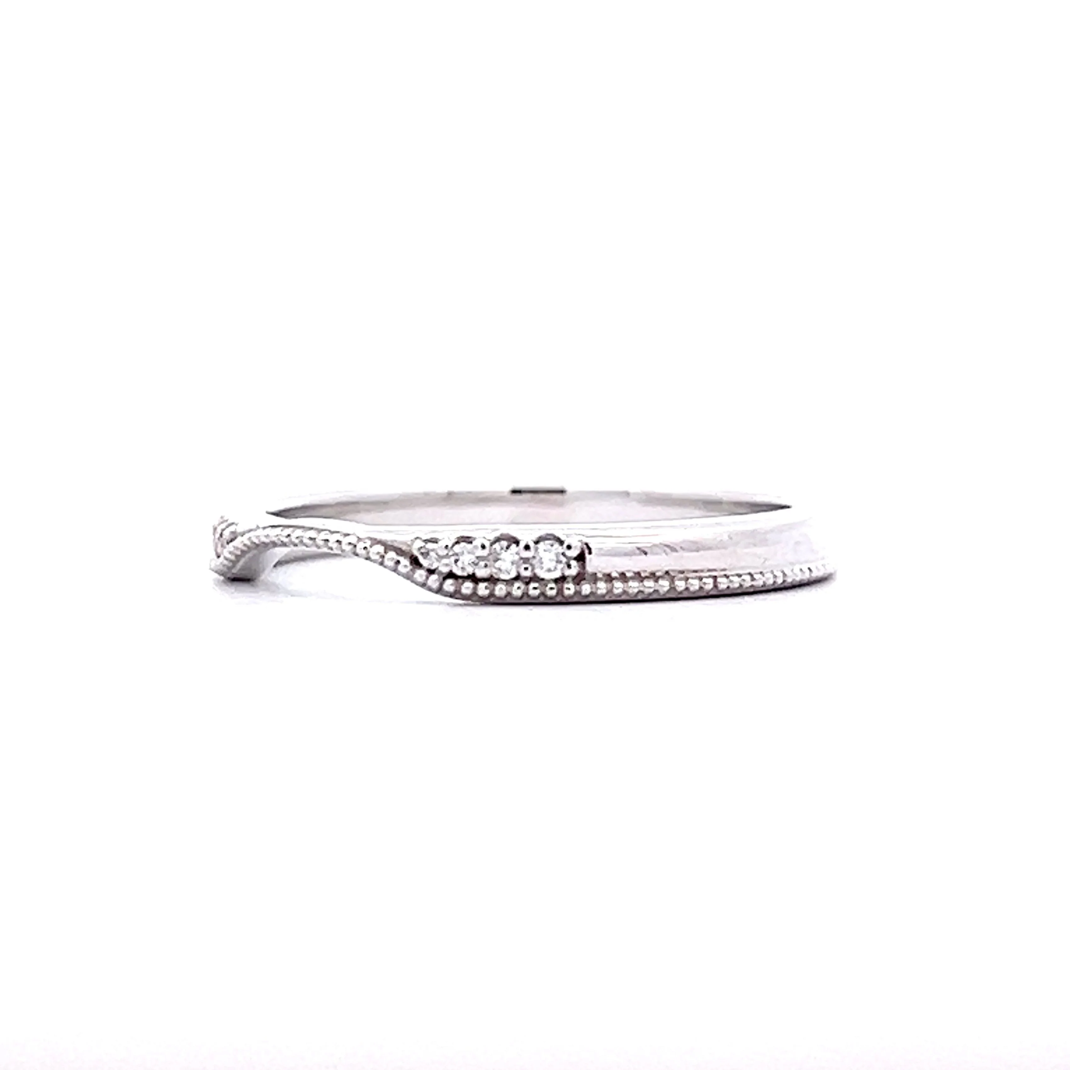 .04 Diamond Contour Wedding Band in 14k White Gold - Image 2