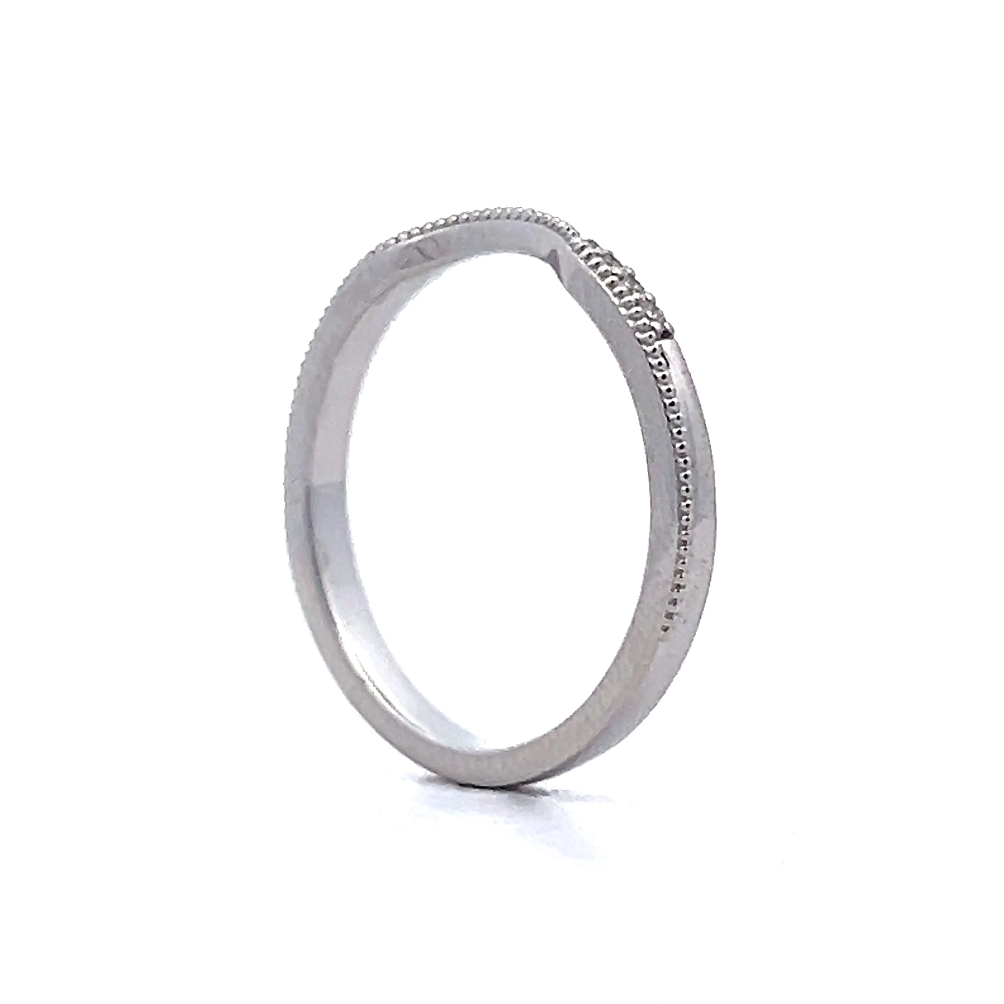 .04 Diamond Contour Wedding Band in 14k White Gold - Image 5