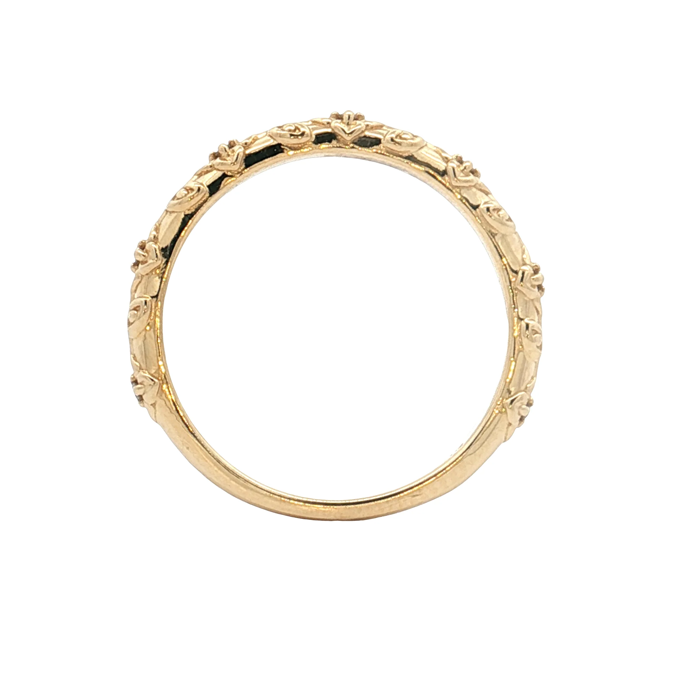 .04 Diamond Floral Wedding Band 14k Yellow Gold - Image 4