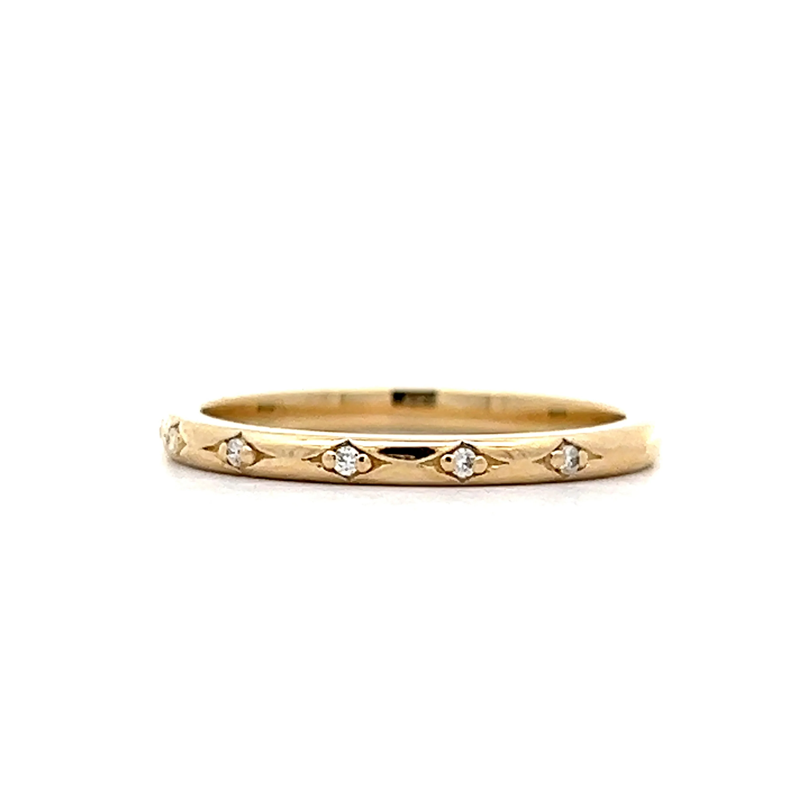 .04 Flush Set Diamond Wedding Band in 14k Yellow Gold - Image 2