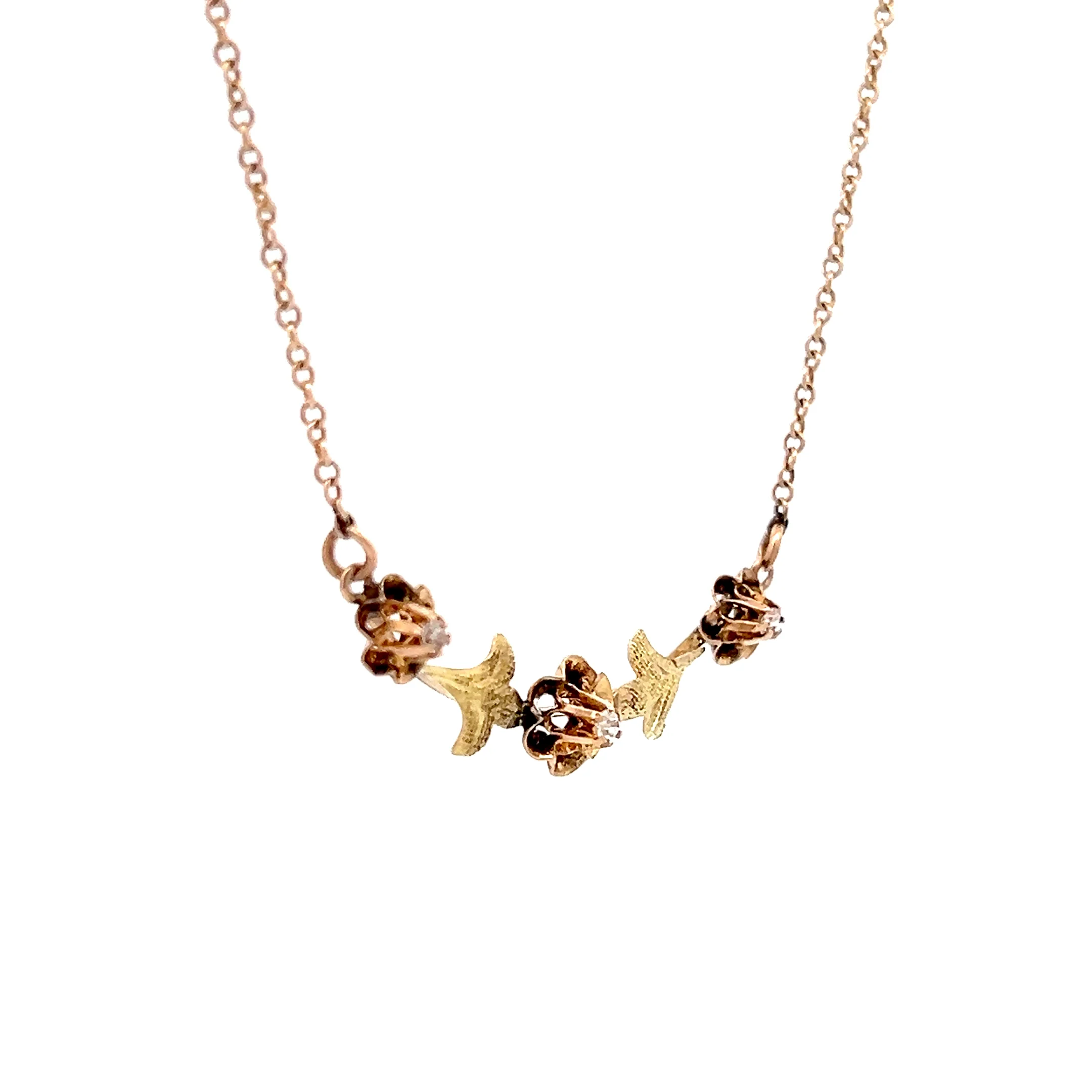 .045 Victorian Pendant Necklace in 10k Rose & Yellow Gold - Image 3