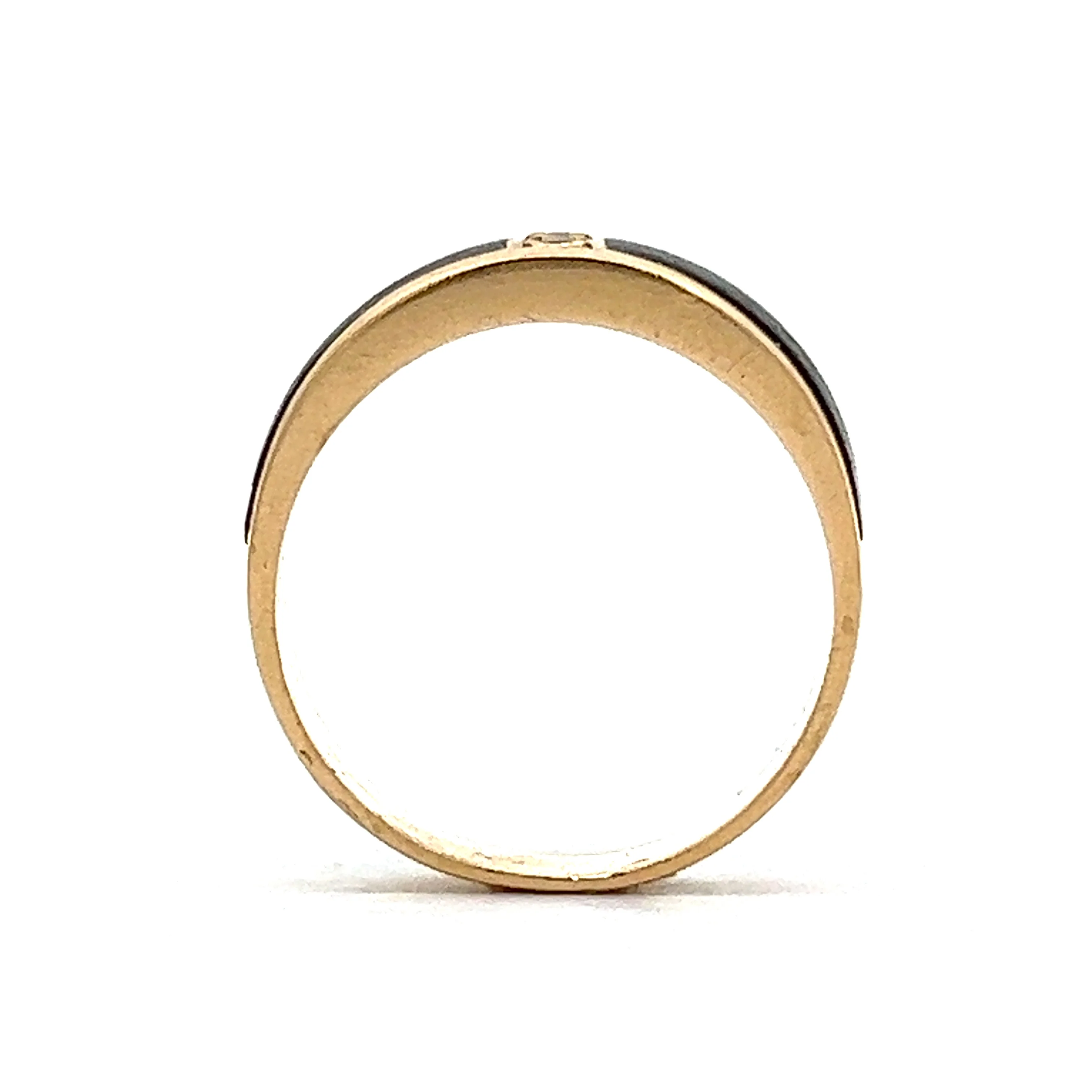 Vintage Mid-Century Black Wood & Diamond Ring in 18k Yellow Gold - Image 4