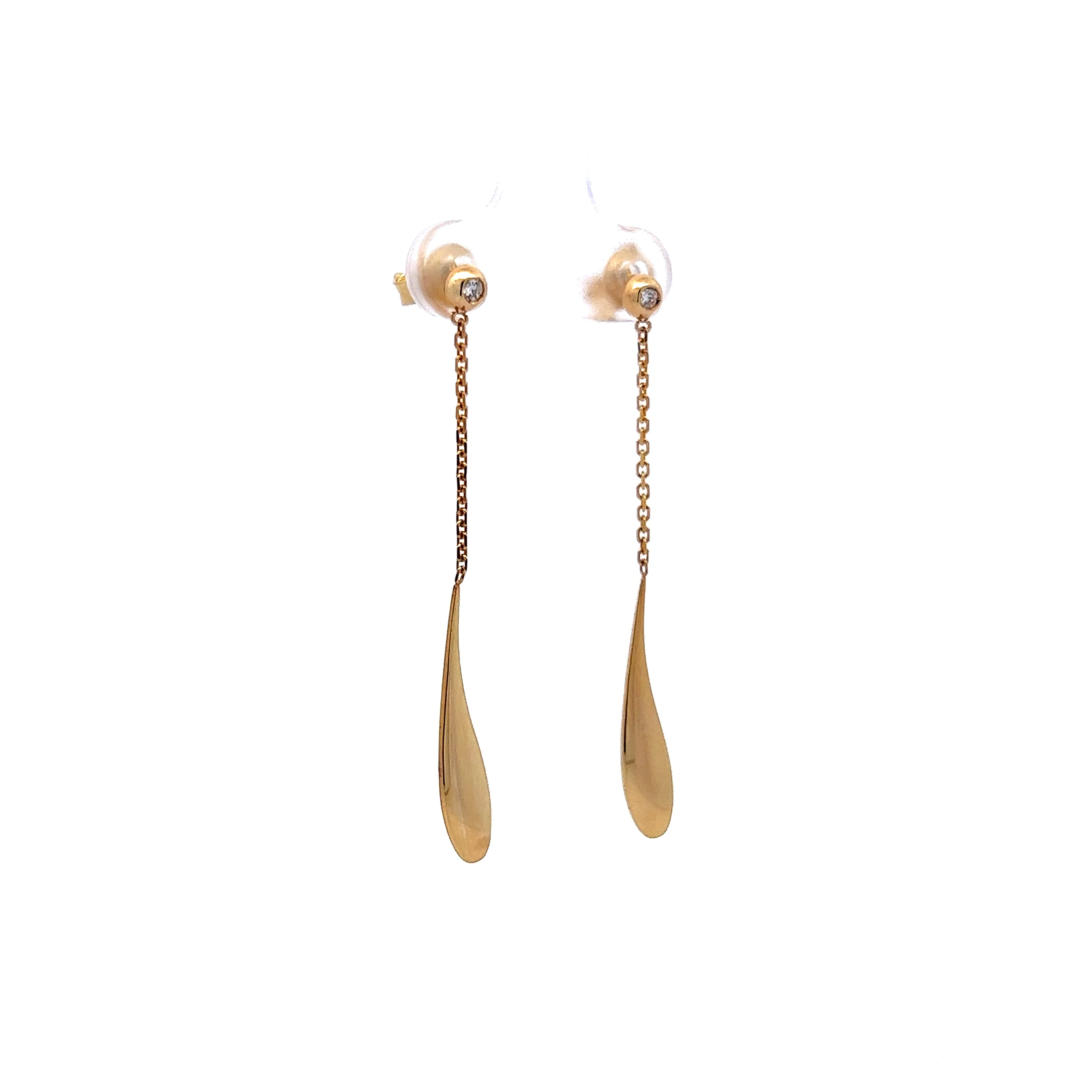 .05 Diamond Dangle Earrings in 14k Yellow Gold - Image 3