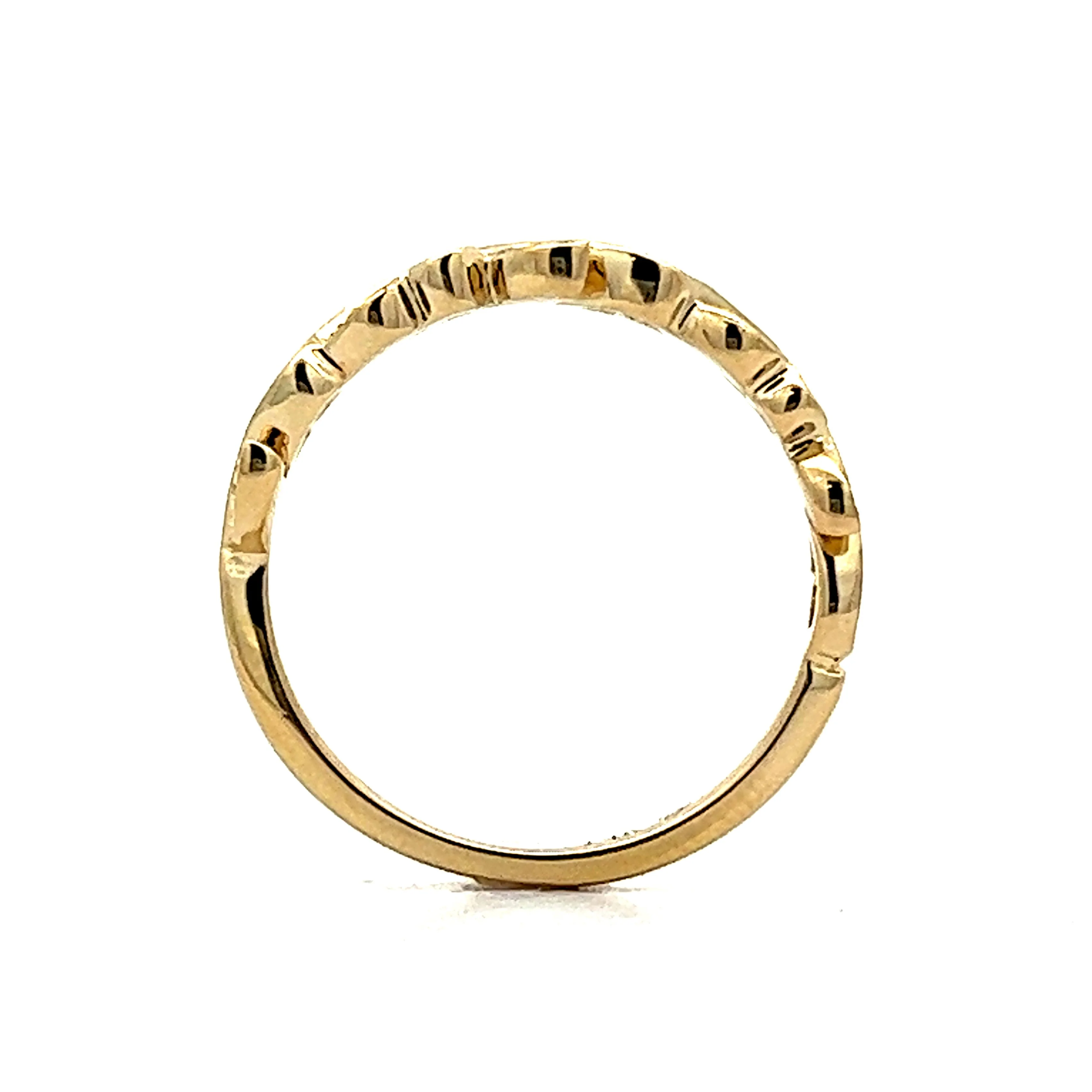 .05 Diamond Leaf Wedding Band in 14k Yellow Gold - Image 4