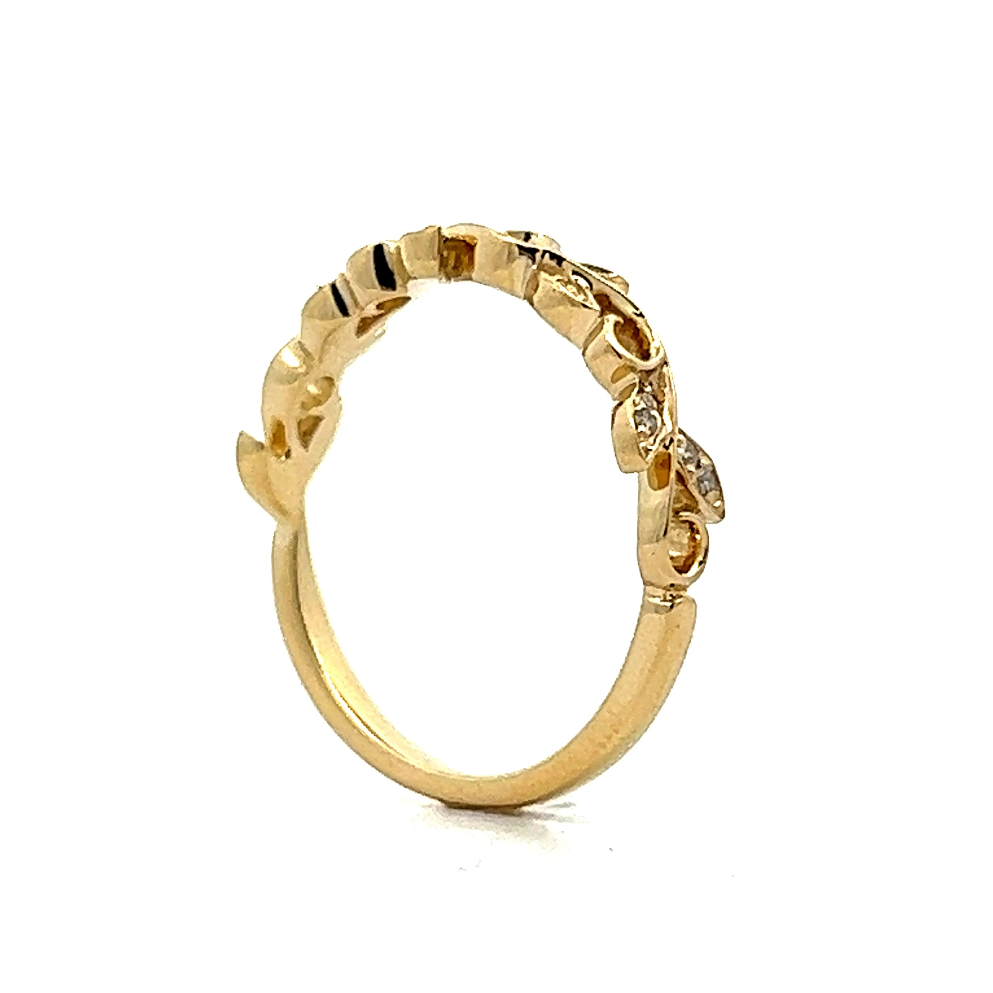 .05 Diamond Leaf Wedding Band in 14k Yellow Gold - Image 5