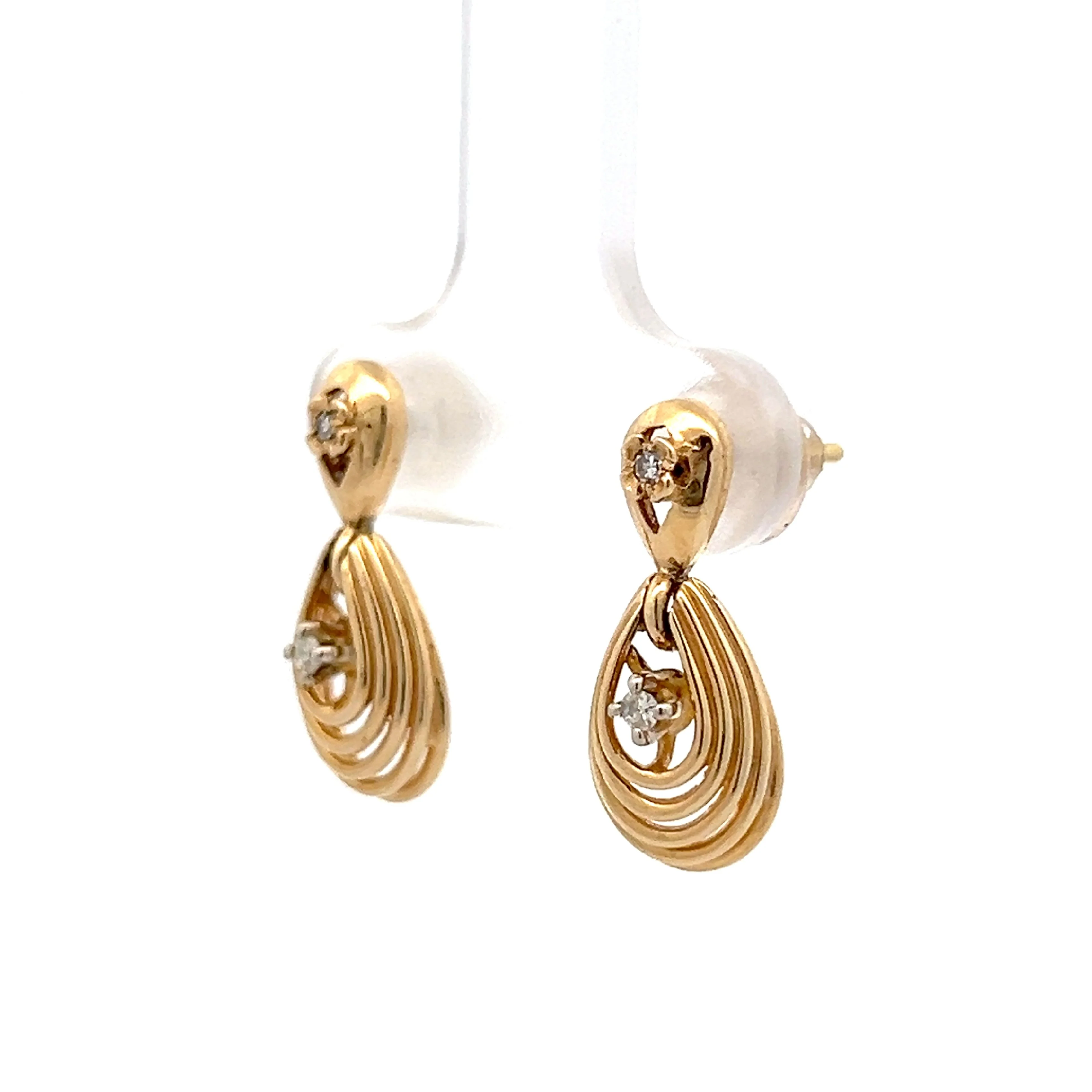 .05 Diamond Tear Drop Shaped Earrings in 14k - Image 2