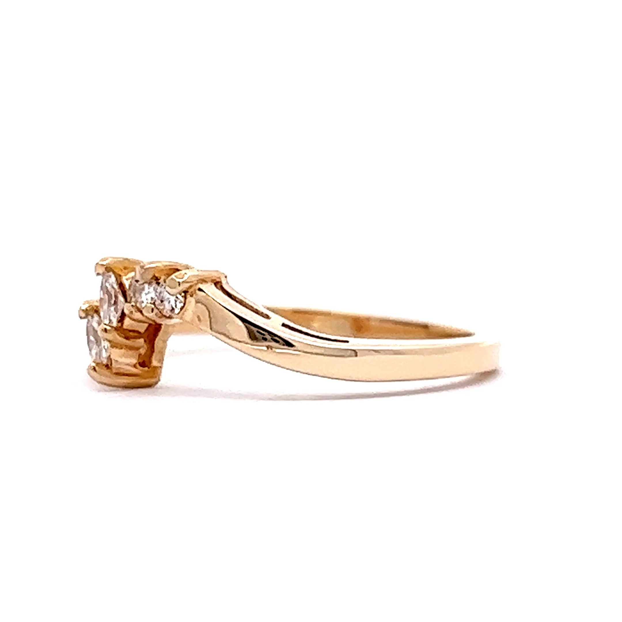 Marquis Cut Diamond Contour Wedding Band in 14k Yellow Gold - Image 2