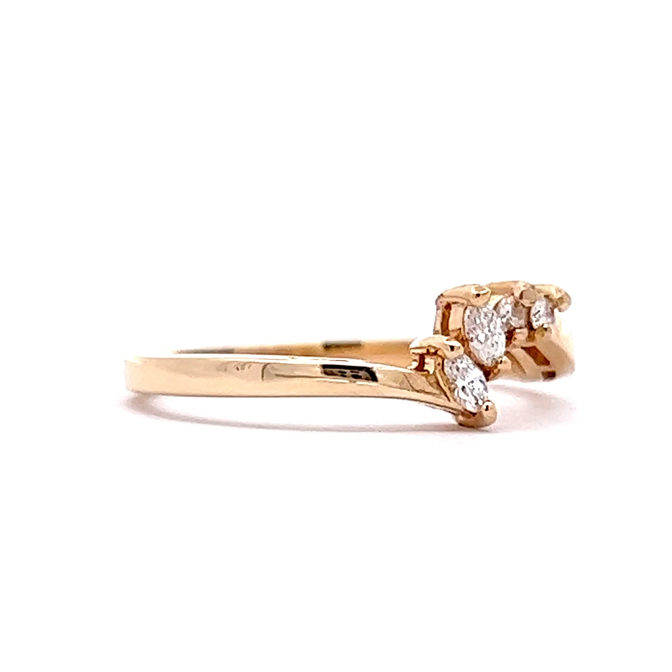 Marquis Cut Diamond Contour Wedding Band in 14k Yellow Gold - Image 3