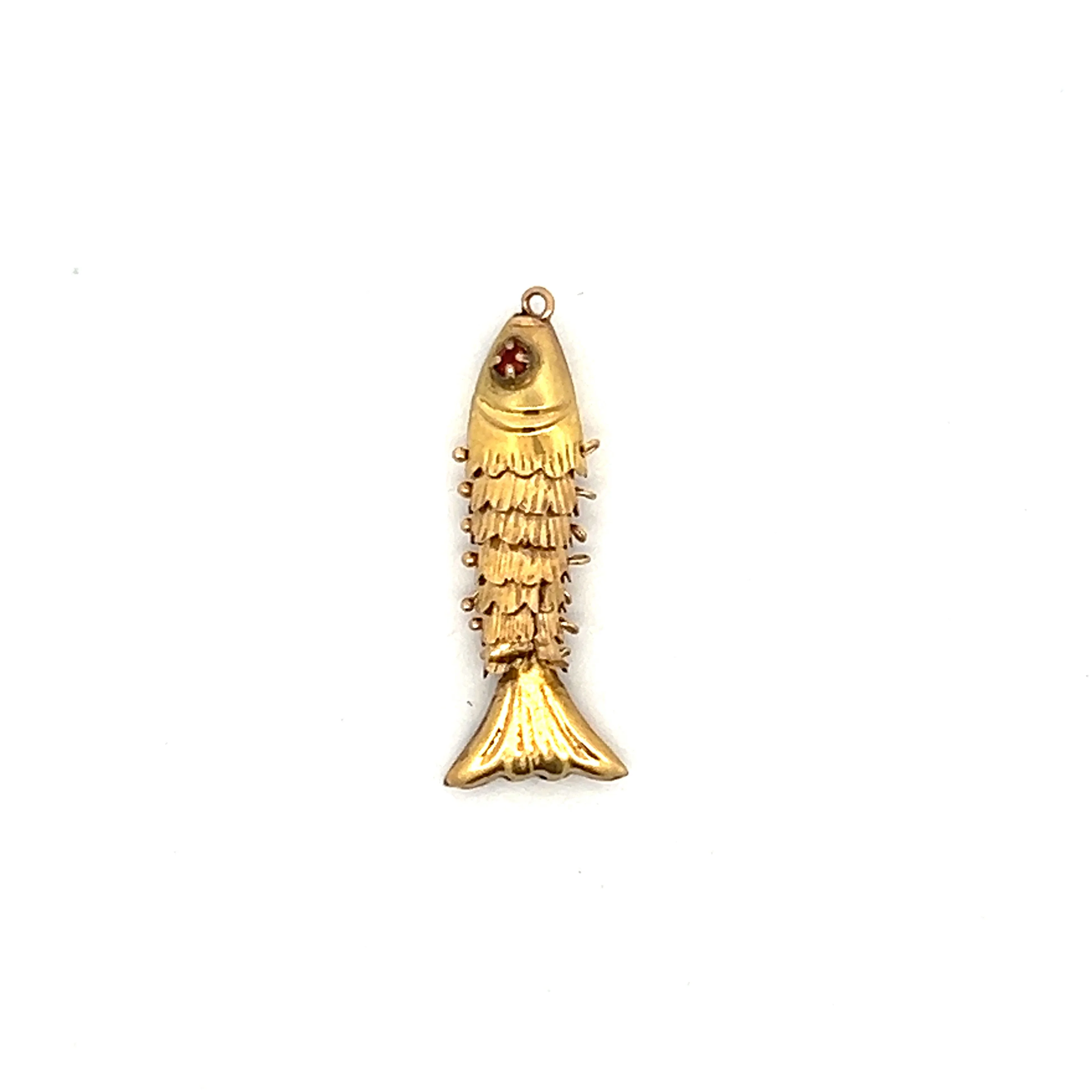 .05 Ruby Fish Charm Pendant in 14k Yellow Gold - Image 2