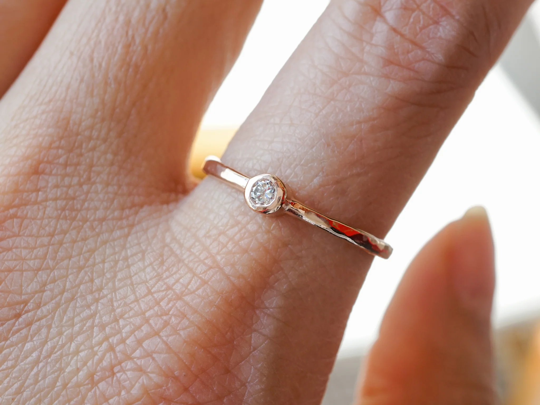 .05 Single Diamond Stacking Band in 14k Rose Gold - Image 6