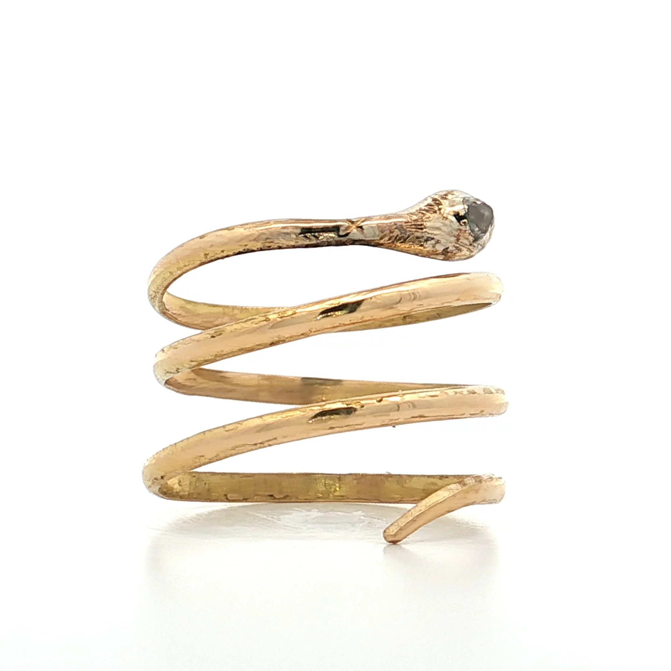 .06 Antique Victorian Diamond Snake Cocktail Ring 18k - Image 3